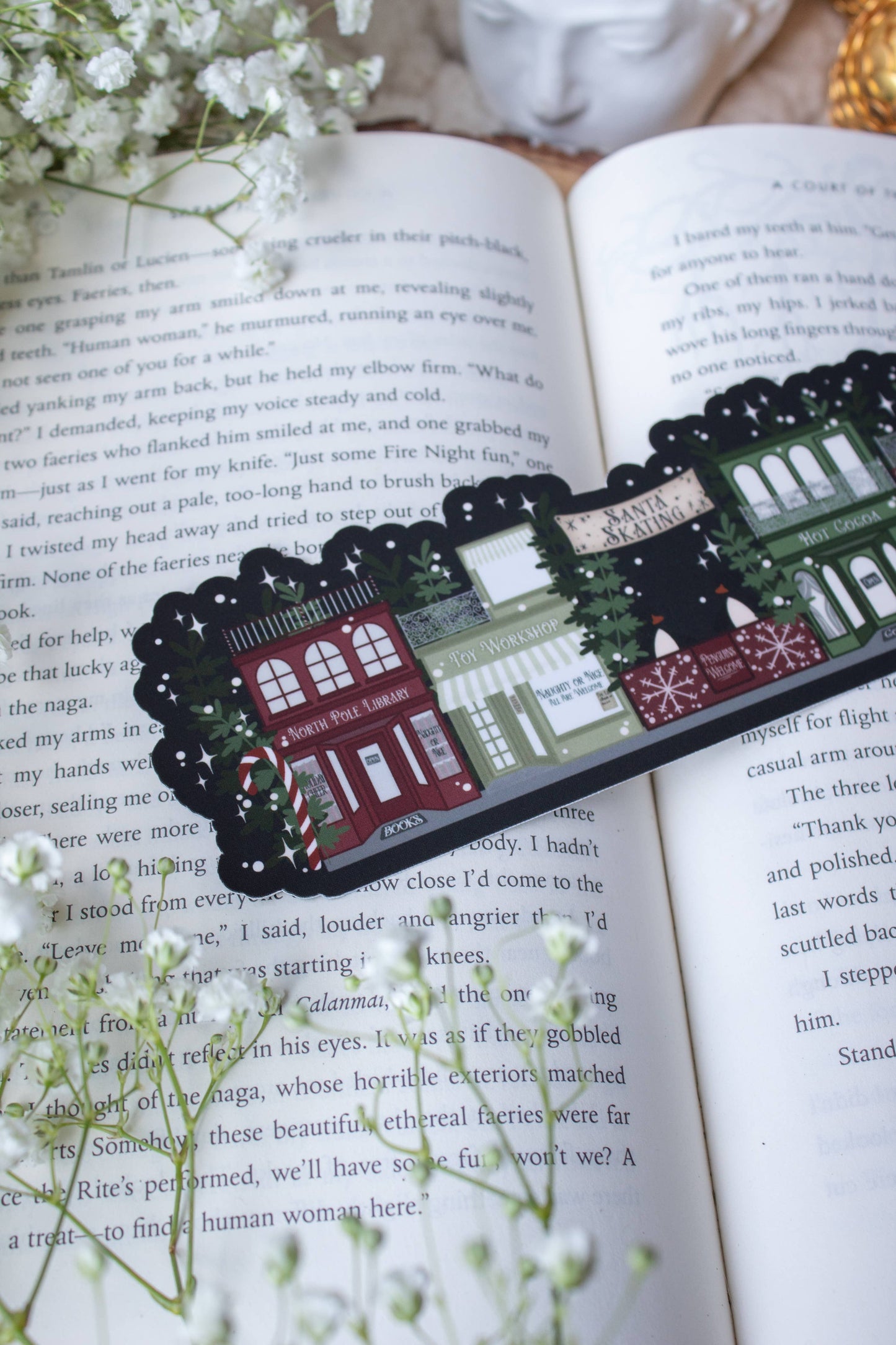 Christmas Village Street Die Cut Bookmark | Soft Touch