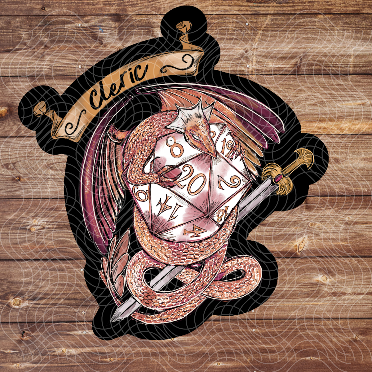 3" Cleric RPG D&D Dice D20 Gaming Dragon Vinyl Sticker
