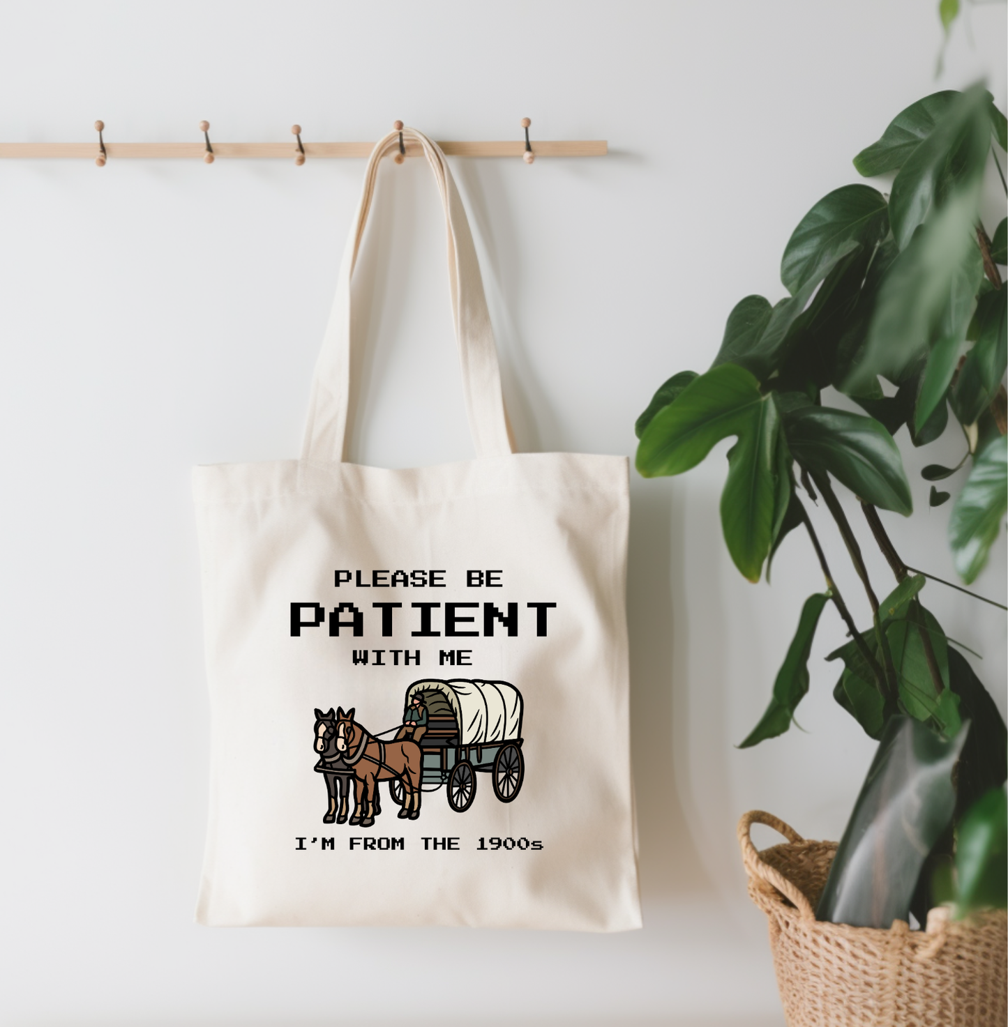 Be Patient, I'm From The 1900's Small Canvas Tote Bag