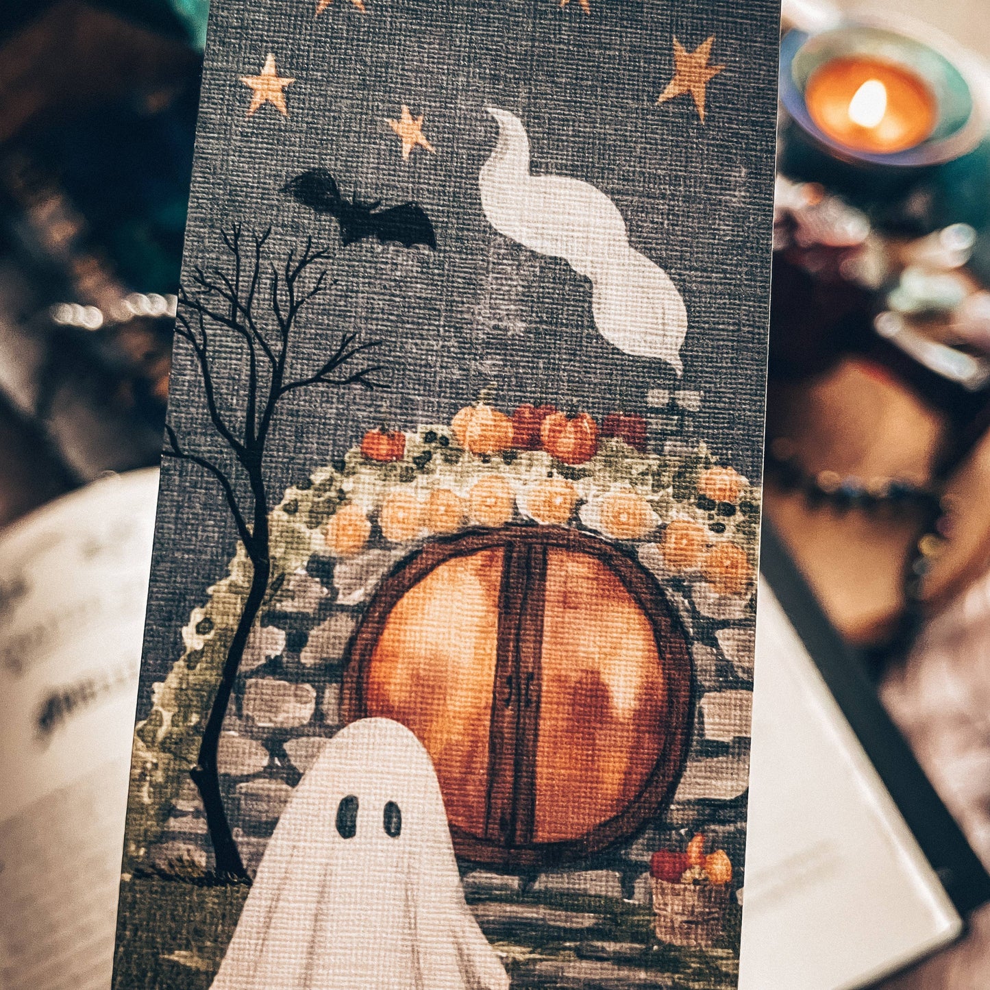 Cute Cottage Ghost Halloween Bookmark