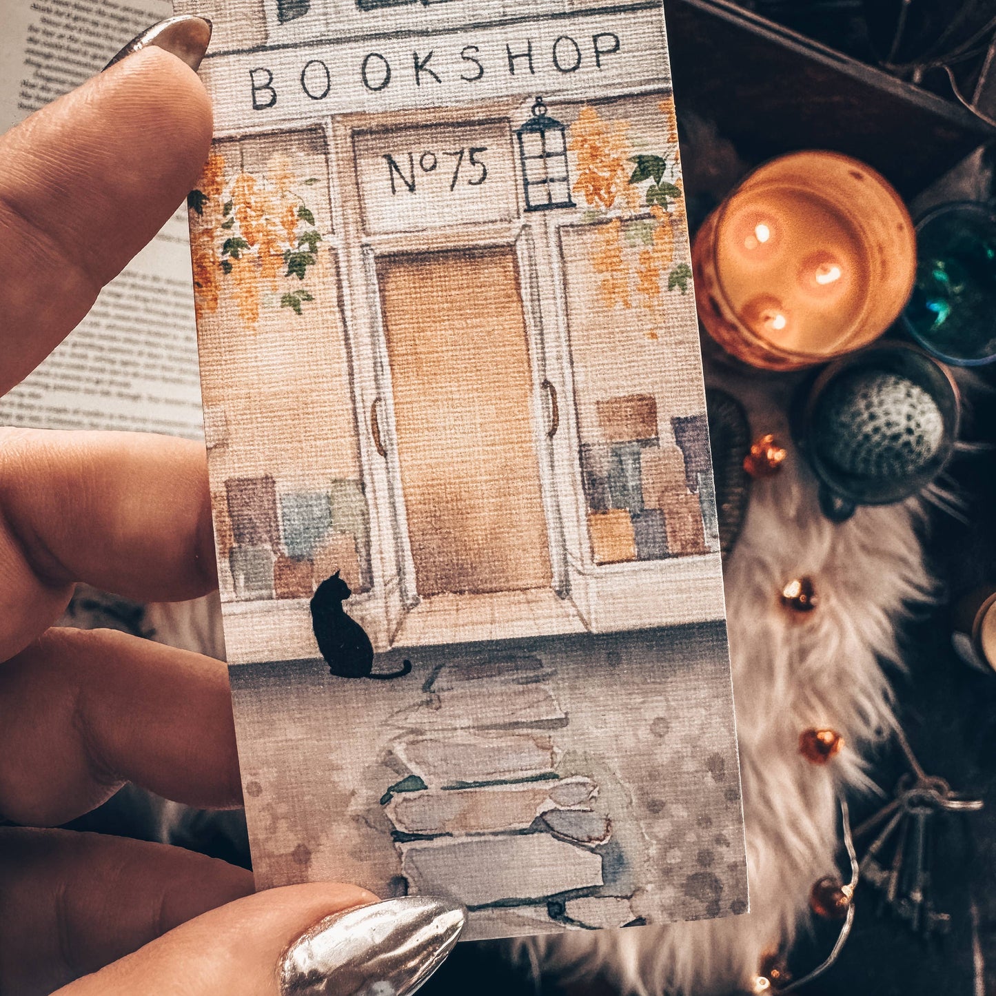 Spring Book Shop Watercolor Bookmark