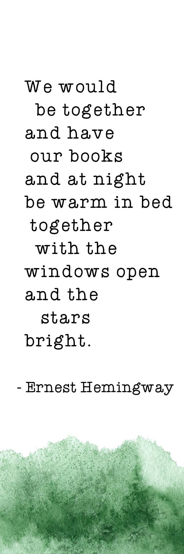 Hemingway Night Books Quote Bookmark