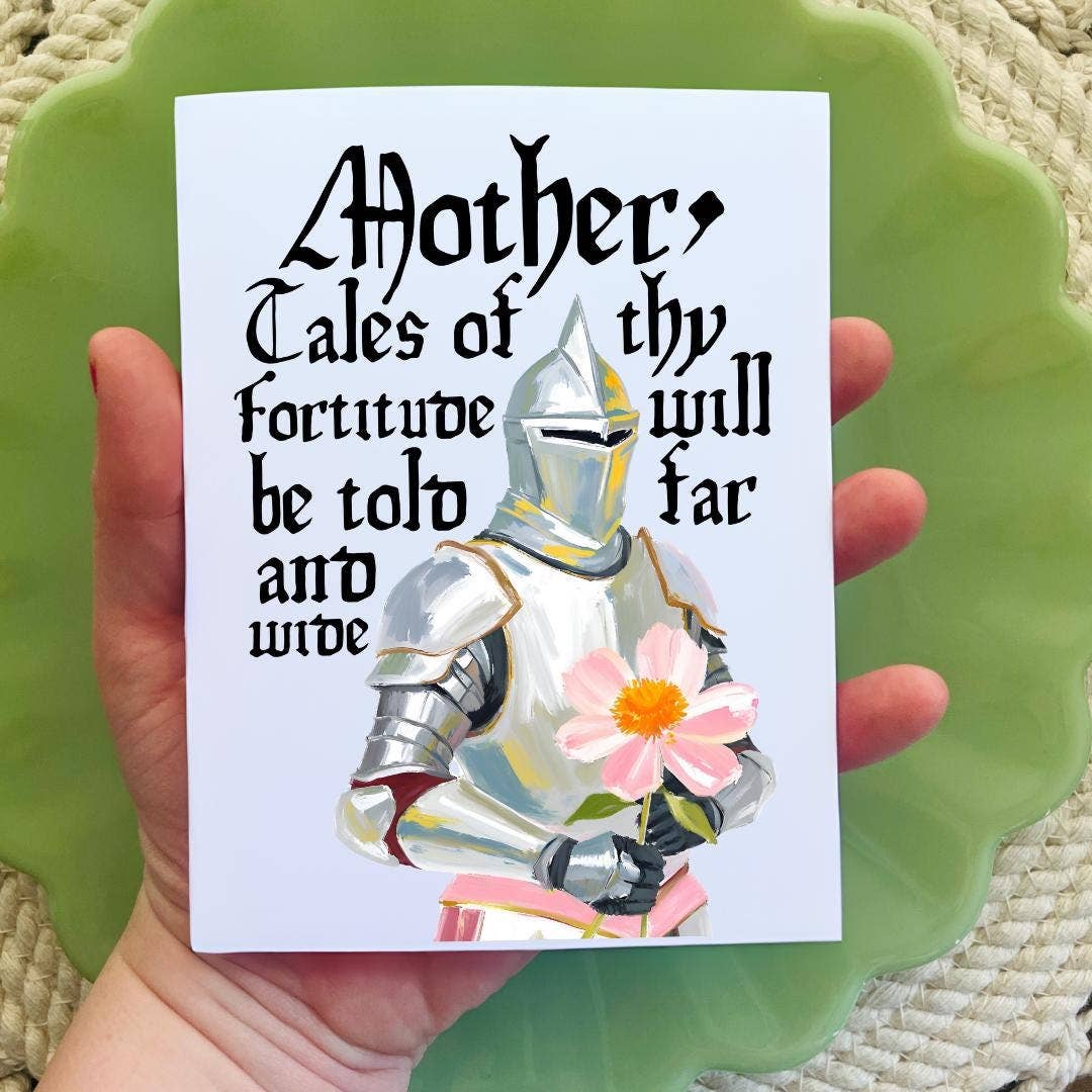 Medieval Knight Flower Card For Mom’s Birthday