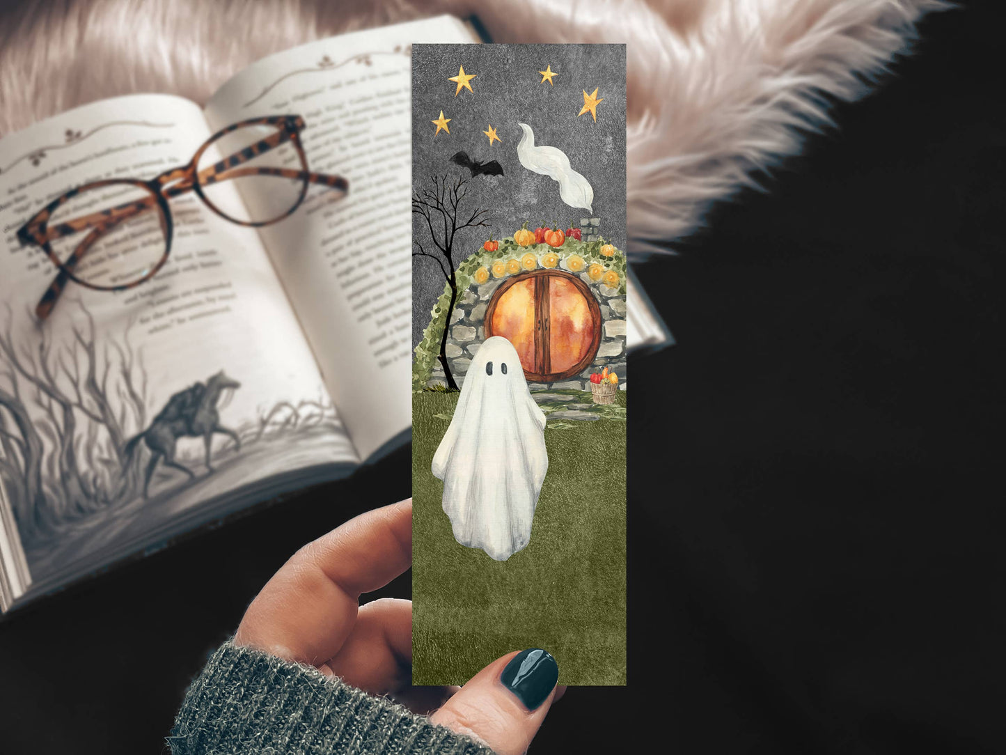 Cute Cottage Ghost Halloween Bookmark