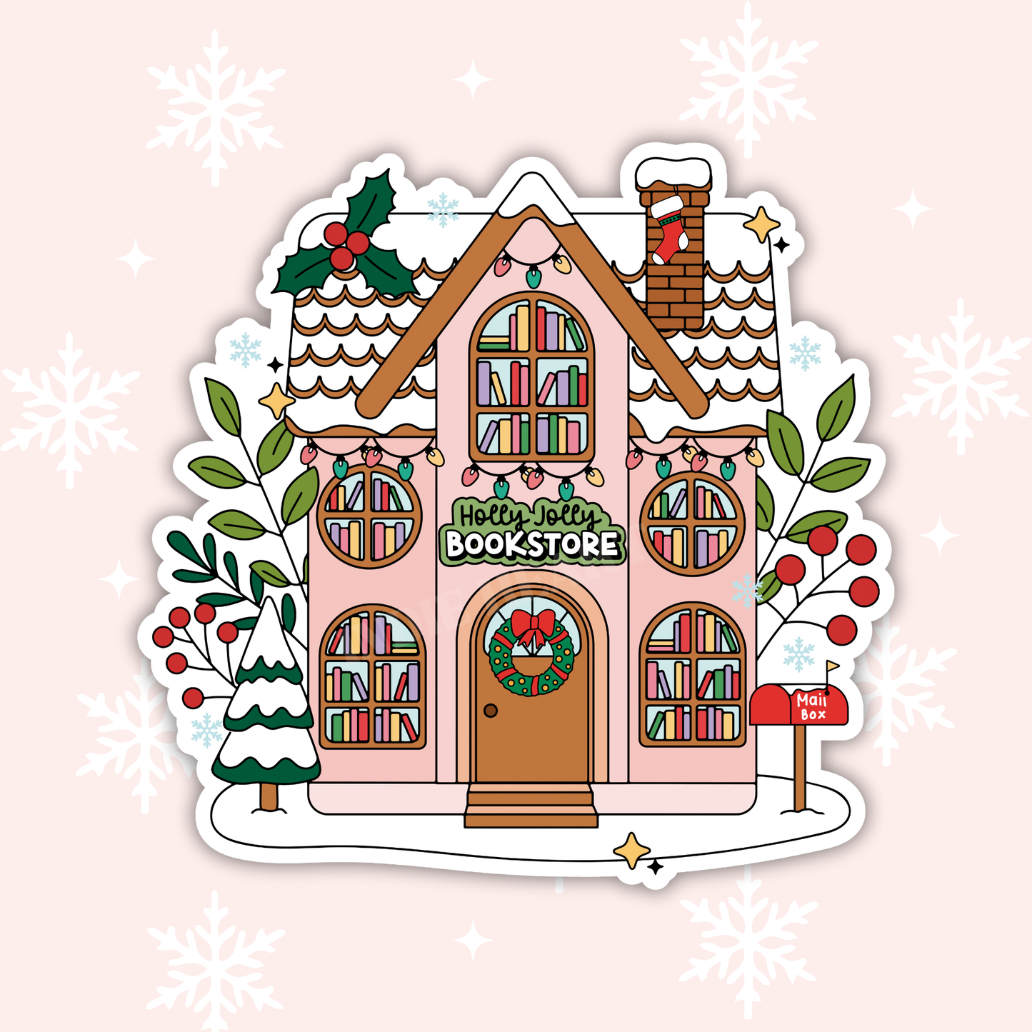 Holly Jolly Bookstore Sticker