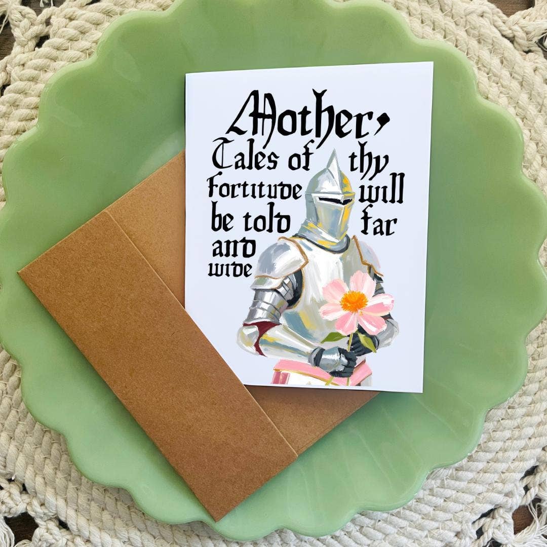 Medieval Knight Flower Card For Mom’s Birthday