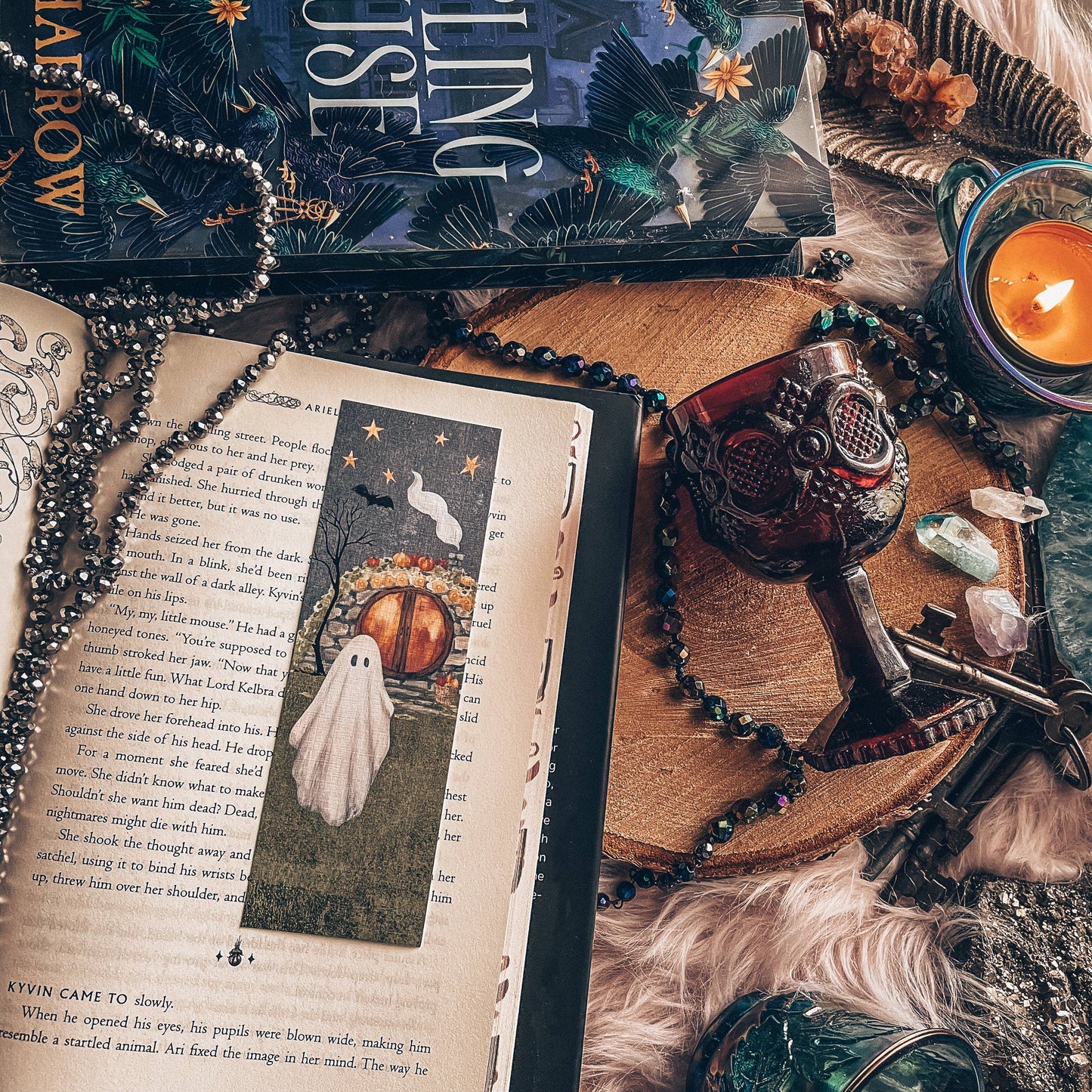 Cute Cottage Ghost Halloween Bookmark