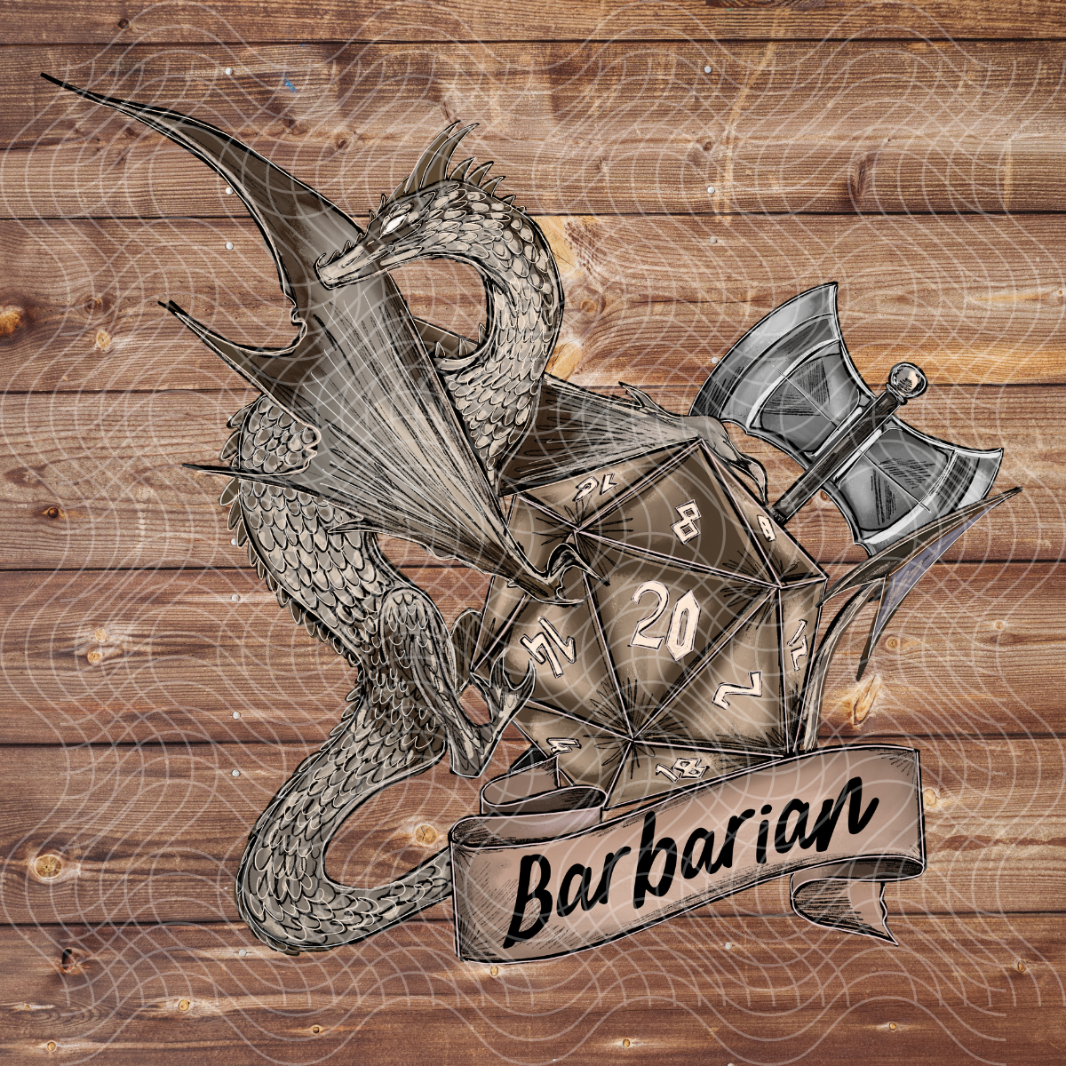 3" Barbarian RPG D&D Dice D20 Gaming Dragon Vinyl Sticker