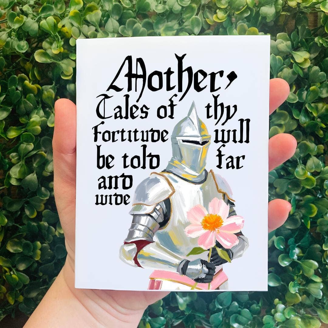 Medieval Knight Flower Card For Mom’s Birthday
