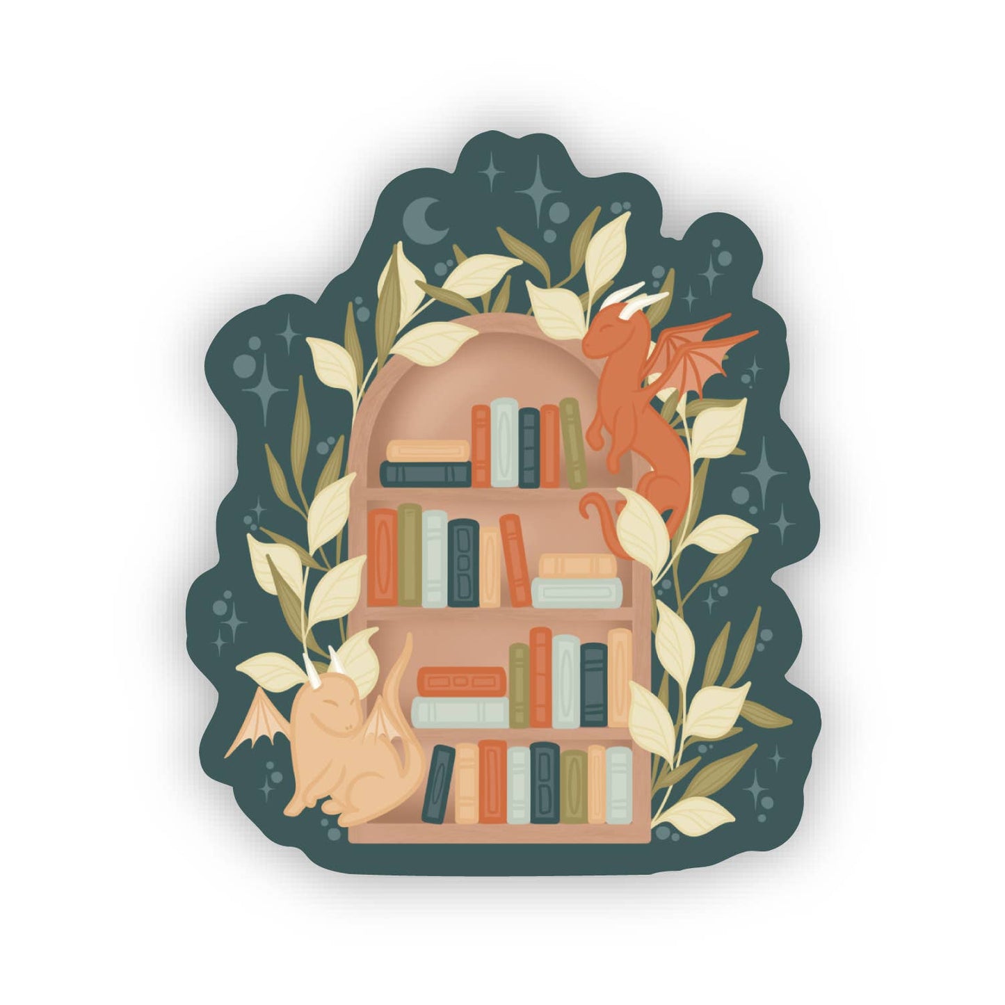 Book Dragons Arched Bookshelf Waterproof Vinyl Sticker