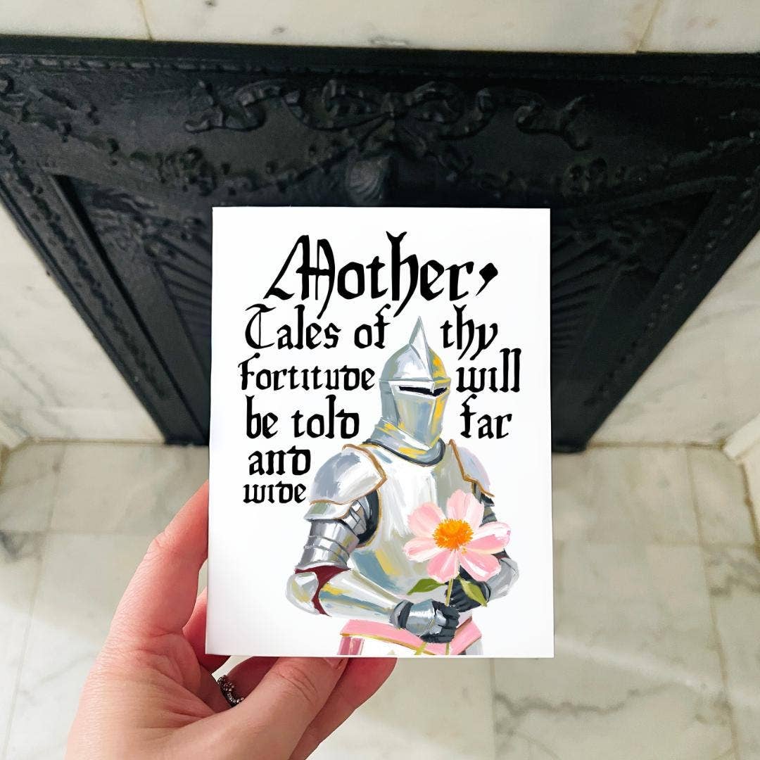 Medieval Knight Flower Card For Mom’s Birthday
