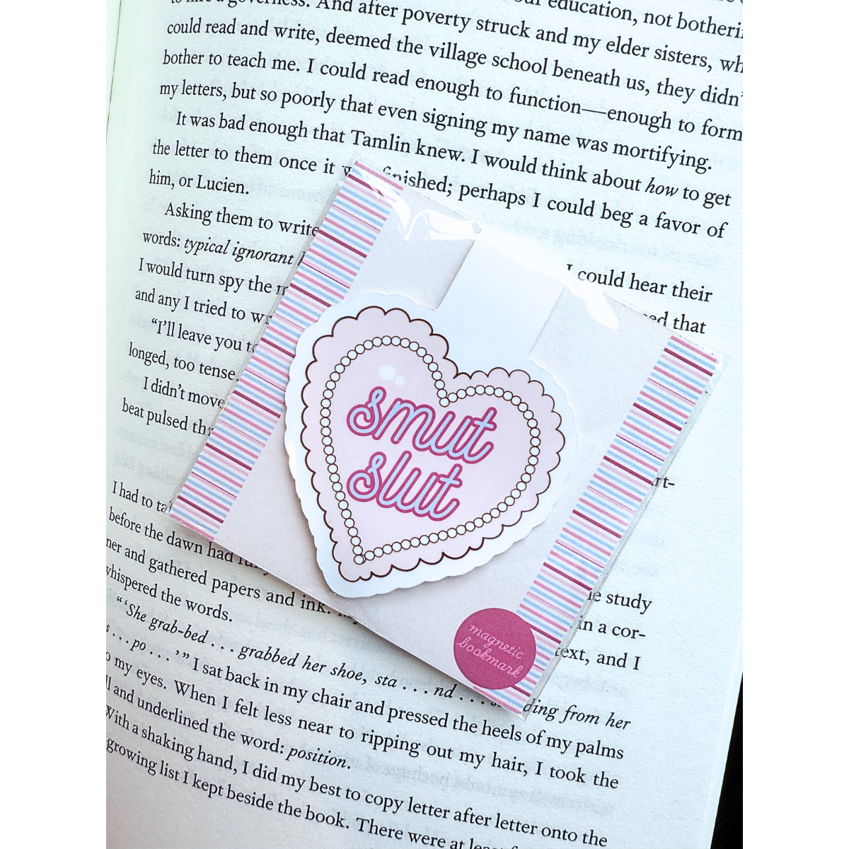 Romantic stack of books magnetic bookmark