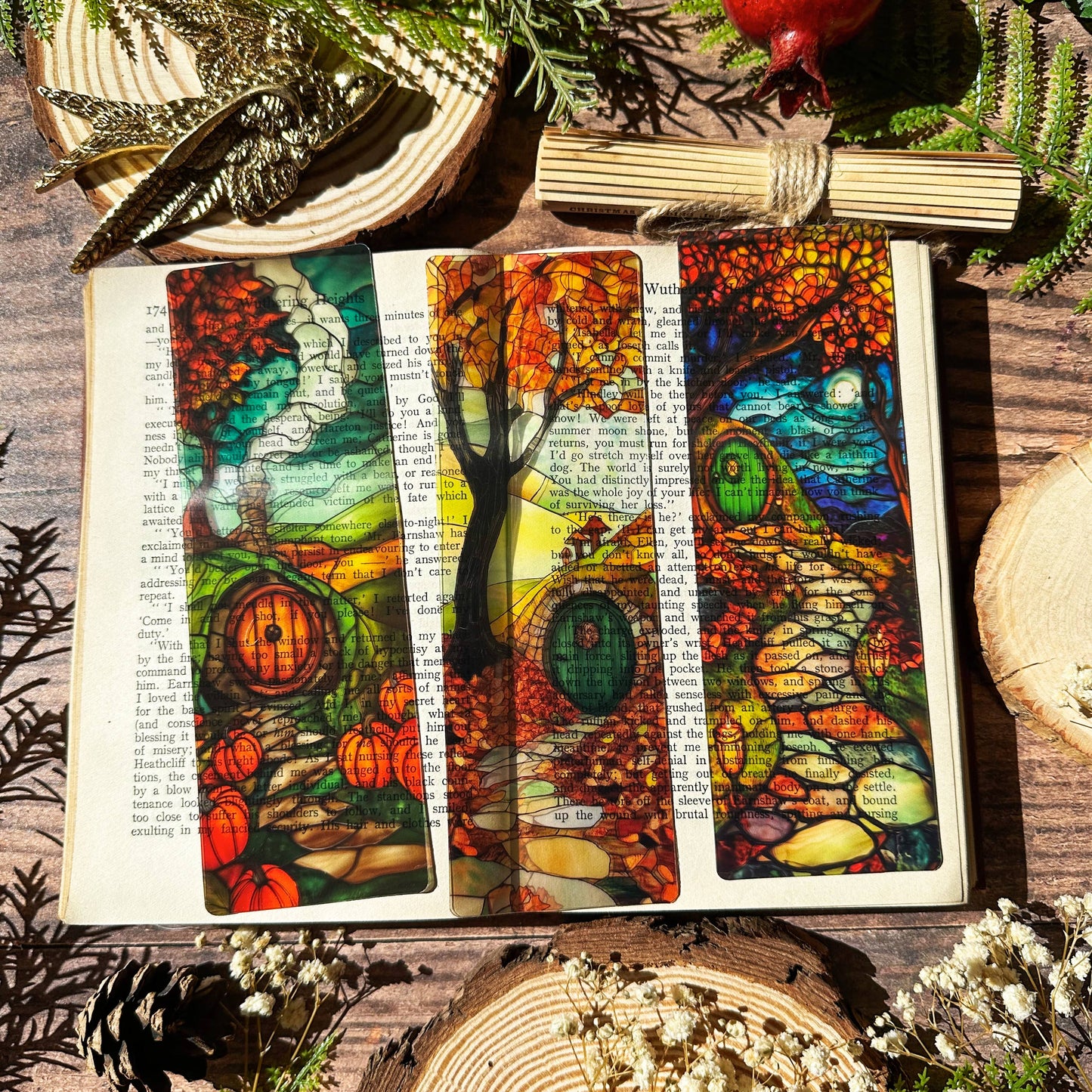 Shire Pumpkins Stained Glass Bookmarks