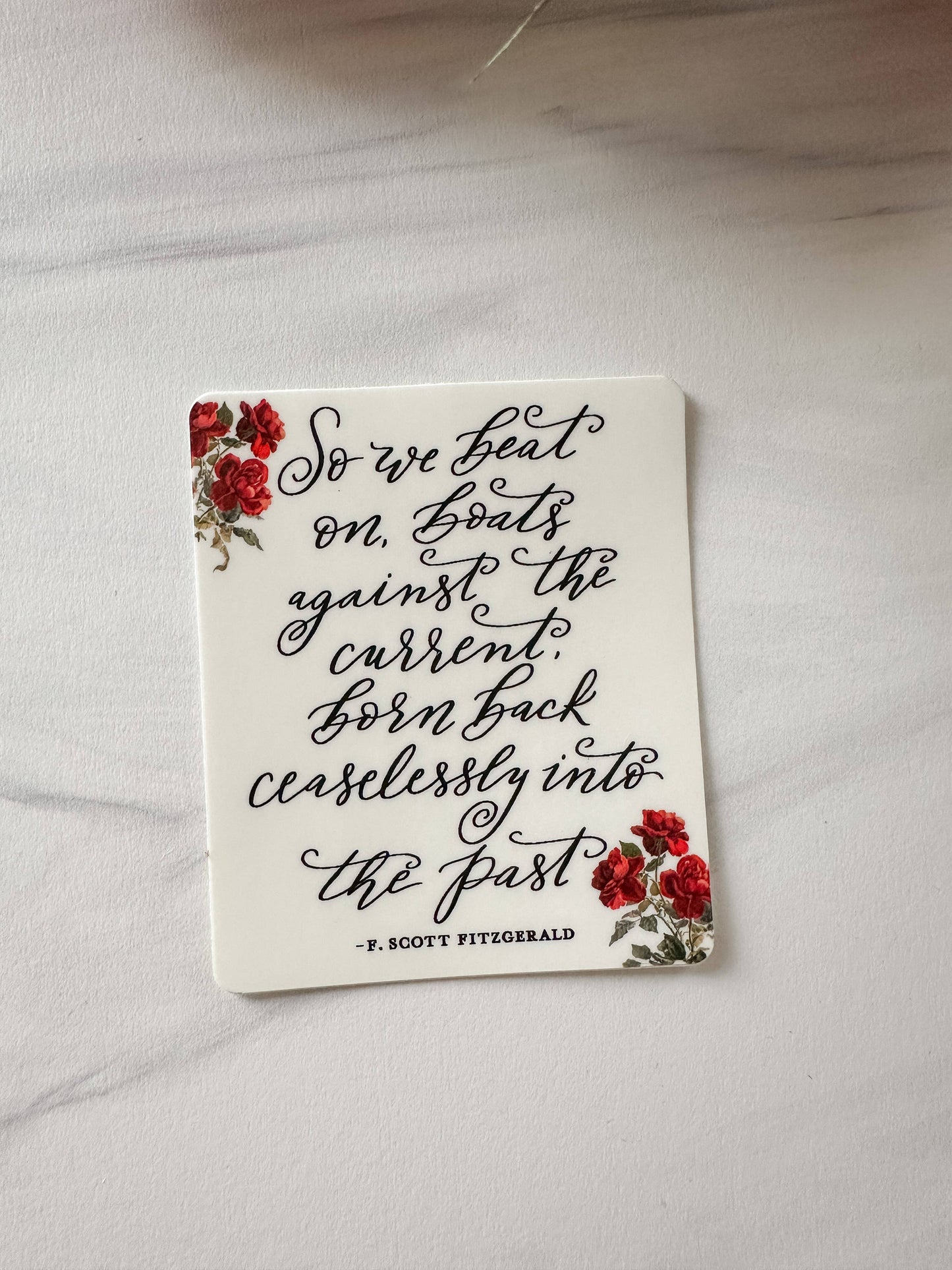 So We Beat On F Scott Fitzgerald Literary Quote Sticker