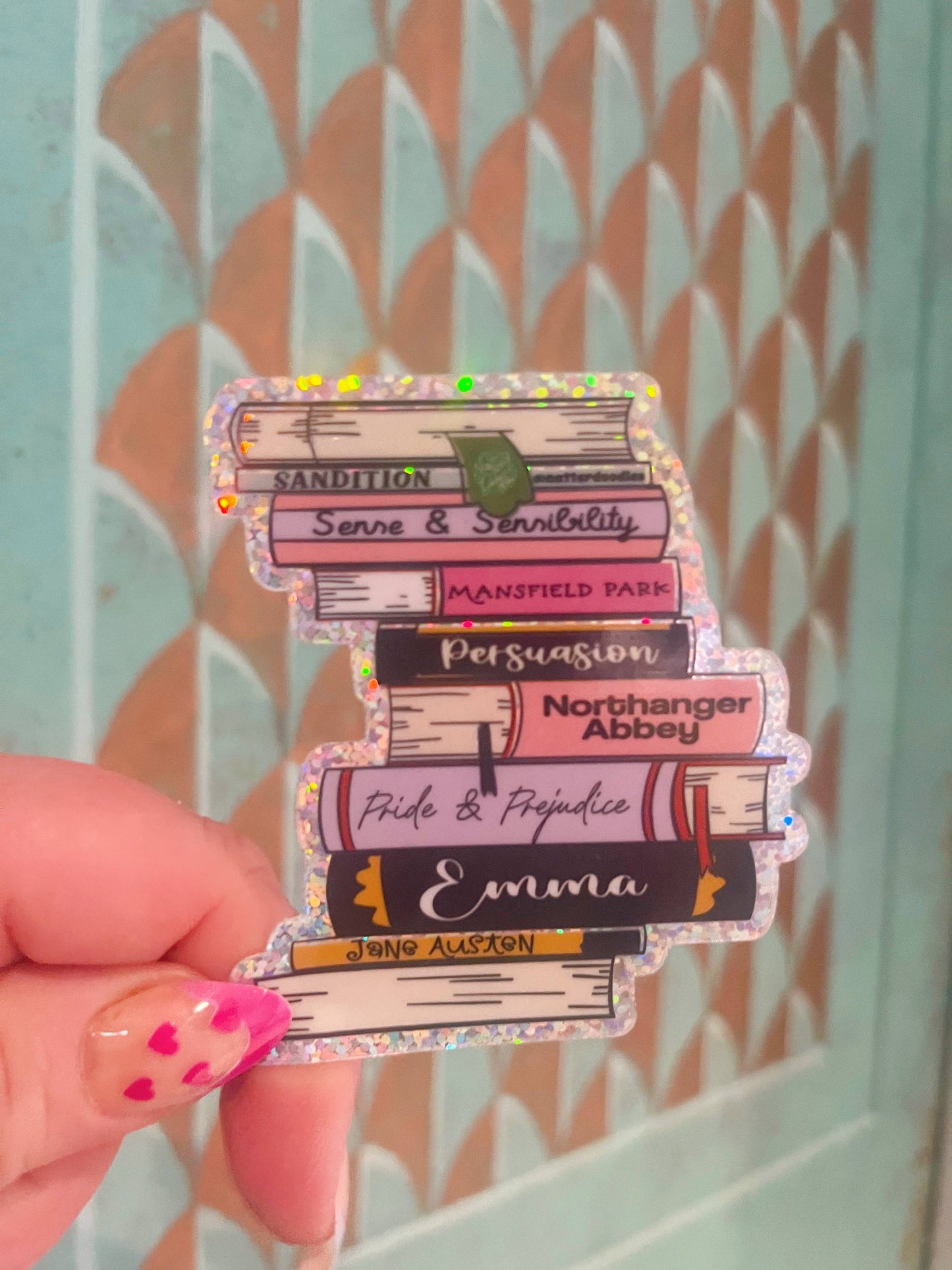 Jane Austen Book Stack Waterproof Sticker Pride & Prejudice