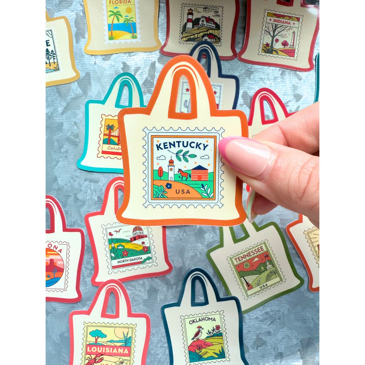 States stamp tote bag waterproof sticker|state sticker|stamp
