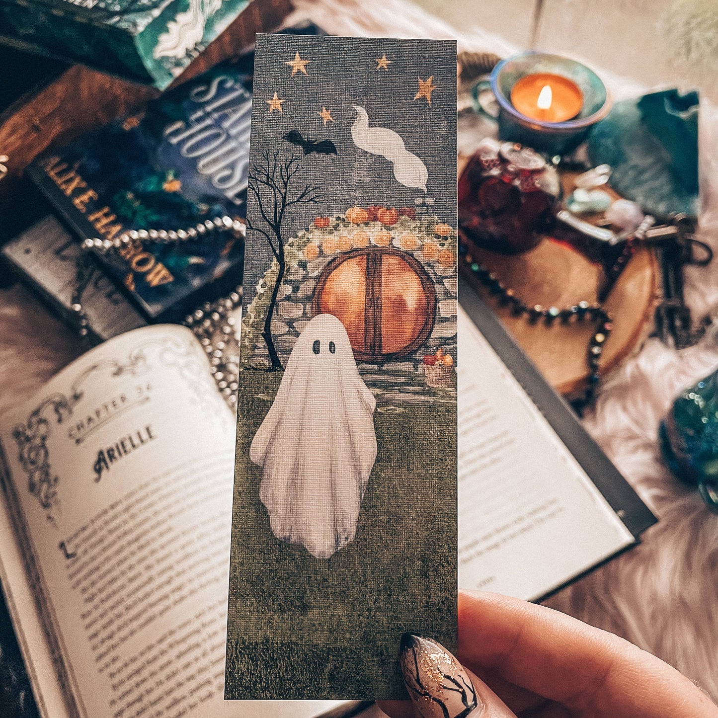 Cute Cottage Ghost Halloween Bookmark