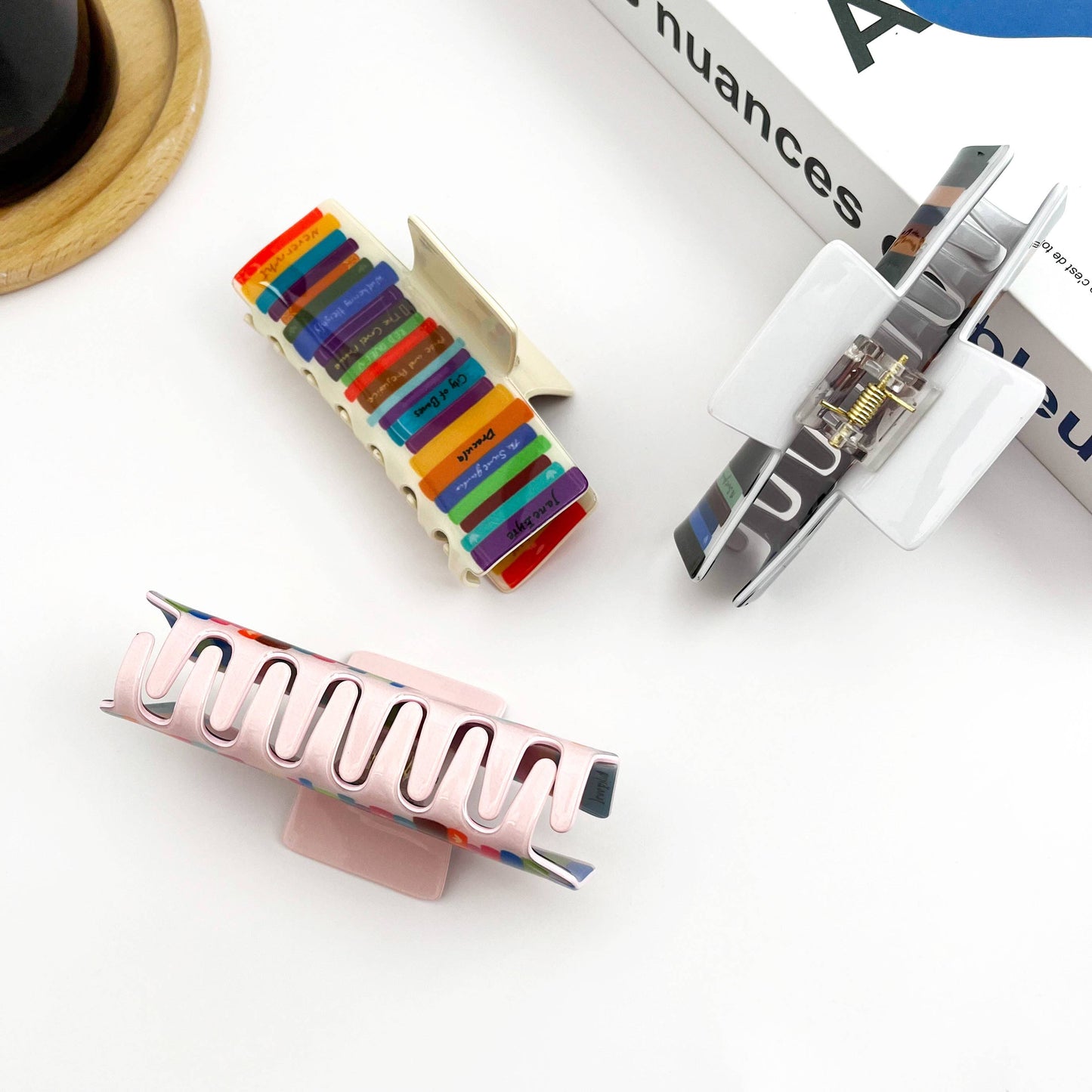 Colorful Book-Shaped Hair Claw Clip, Library Souvenirs