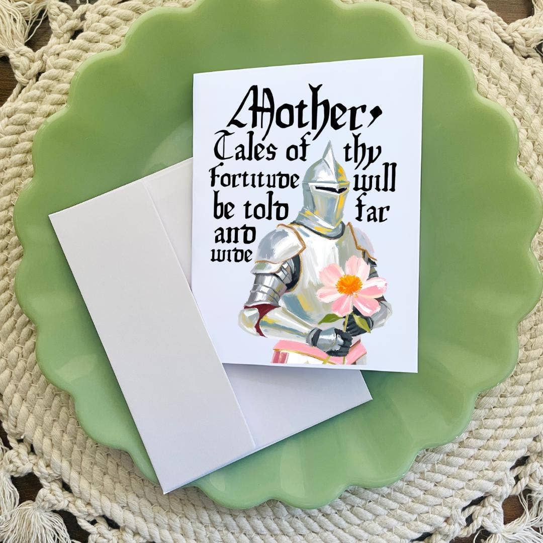 Medieval Knight Flower Card For Mom’s Birthday