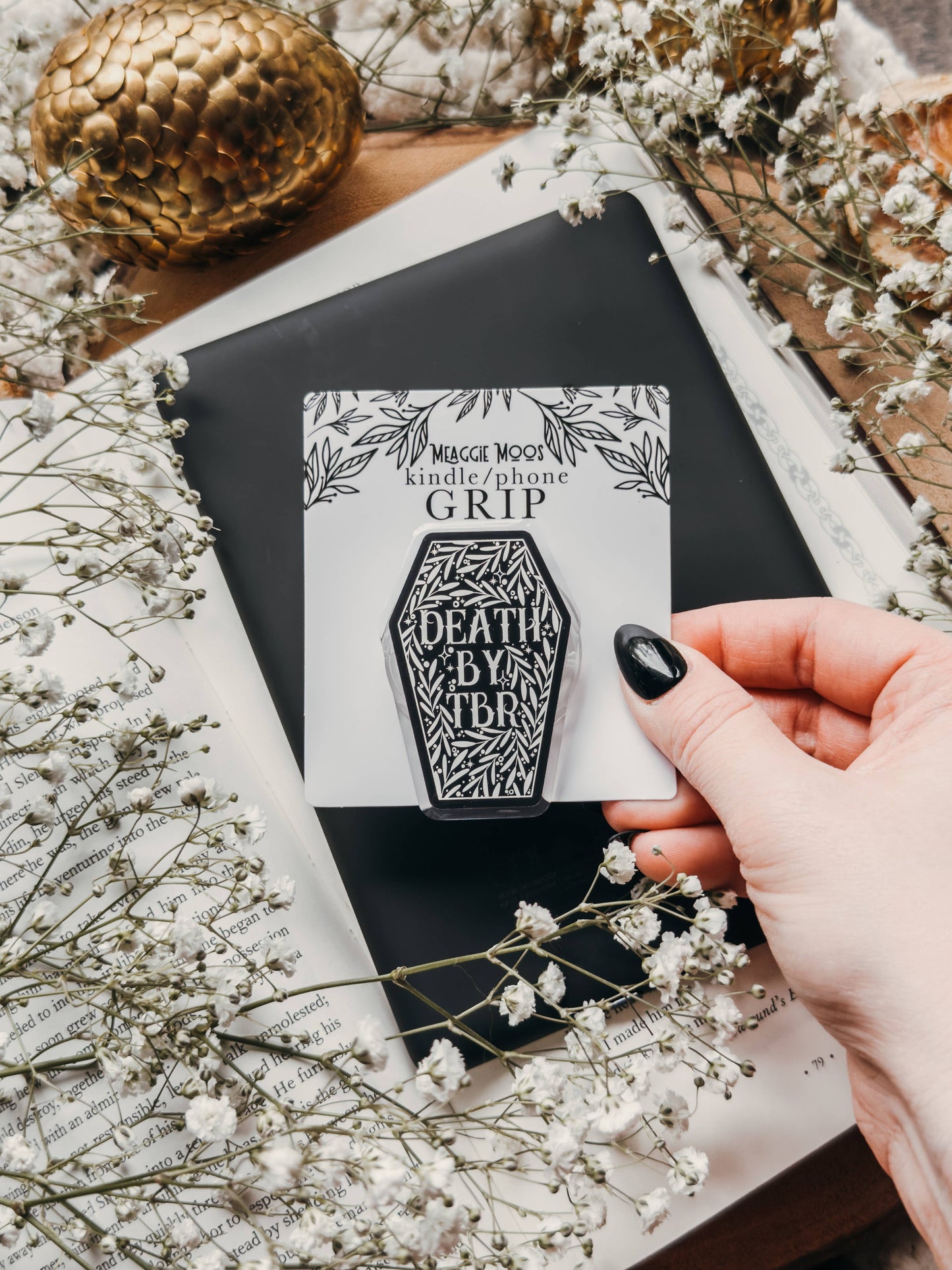 Death by TBR Coffin Kindle / Phone Grip
