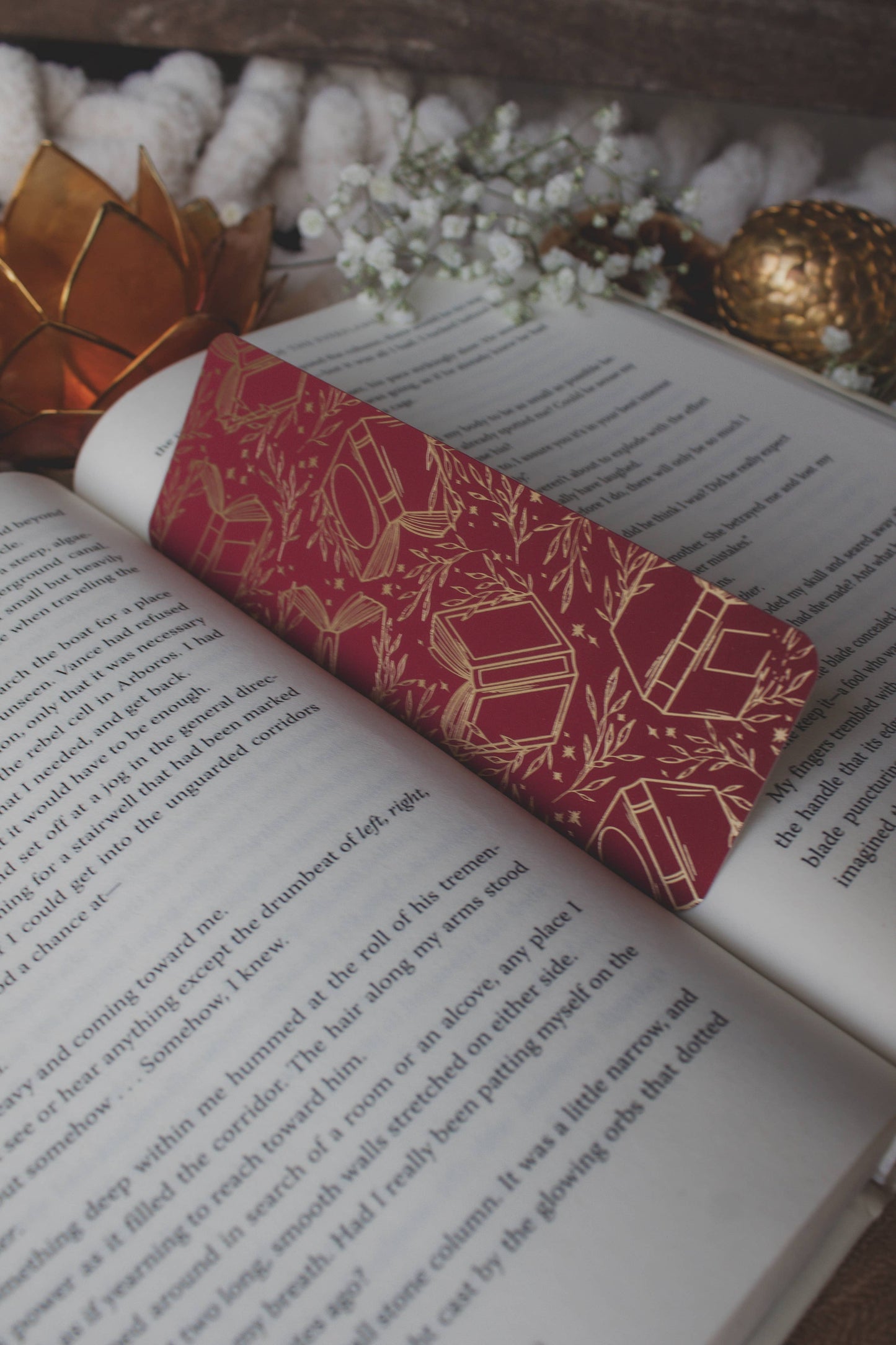 Maroon Books Gold Foil Bookmark