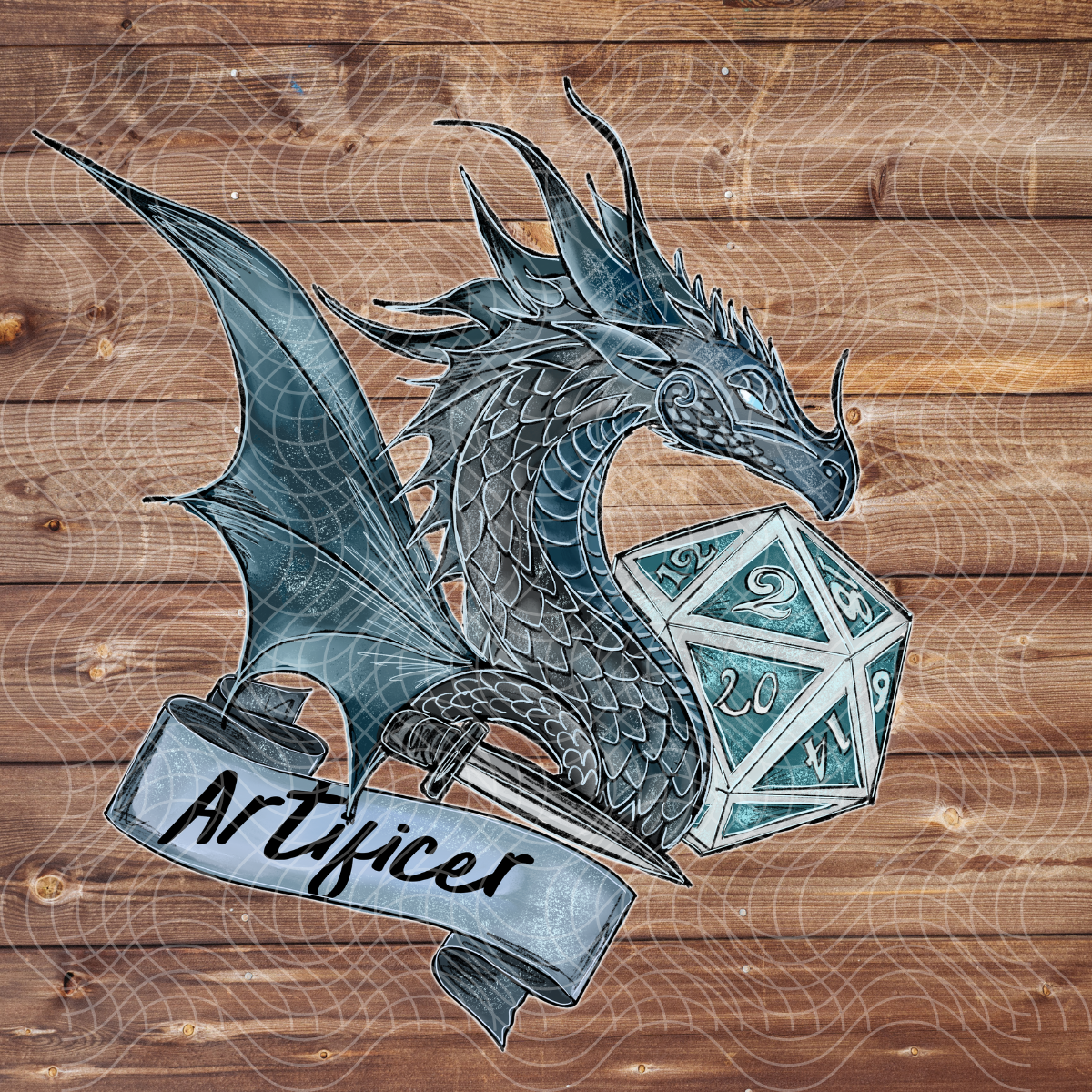 3" Artificer RPG D&D Dice D20 Gaming Dragon Vinyl Sticker