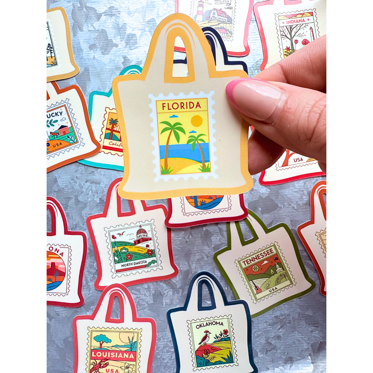 States stamp tote bag waterproof sticker|state sticker|stamp