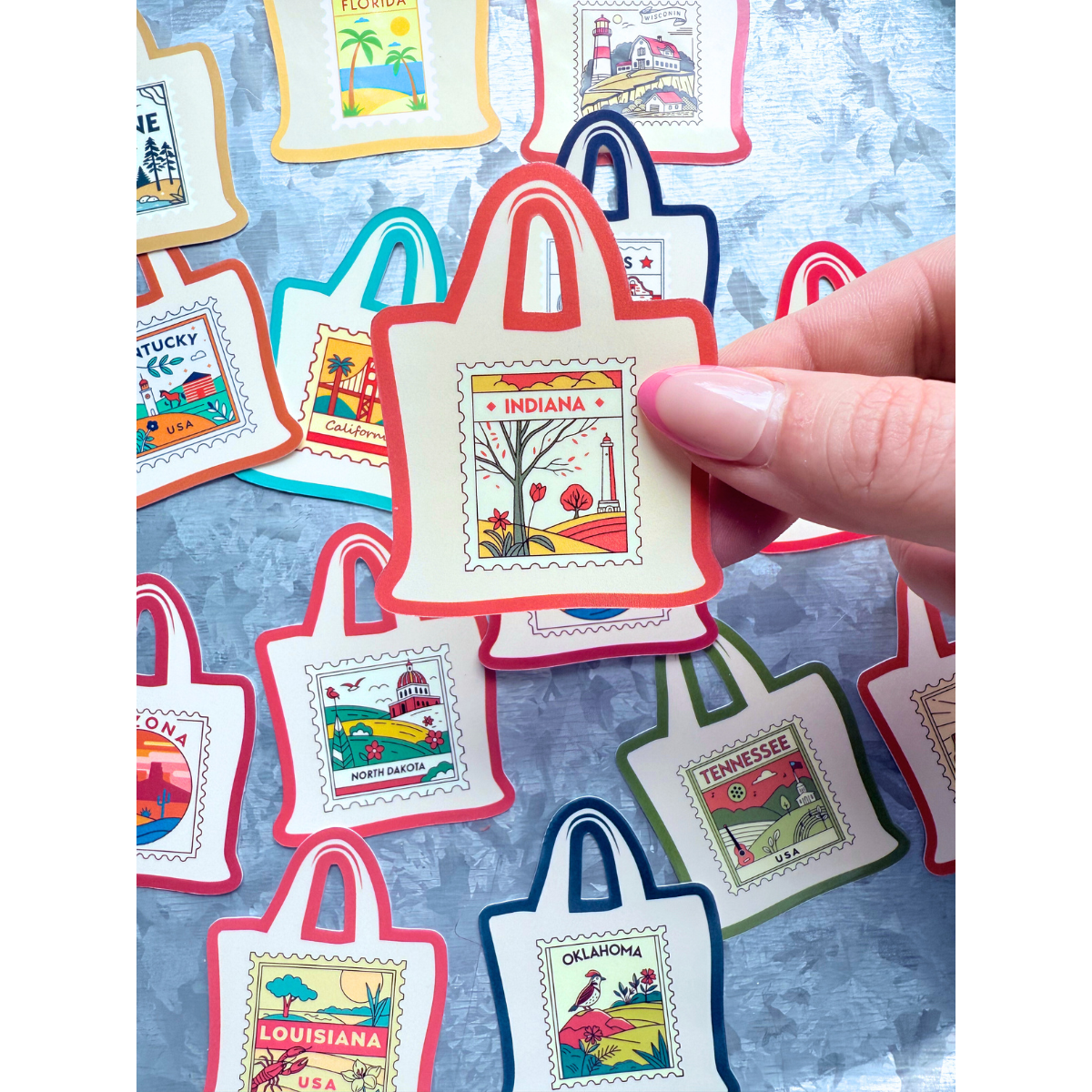 States stamp tote bag waterproof sticker|state sticker|stamp