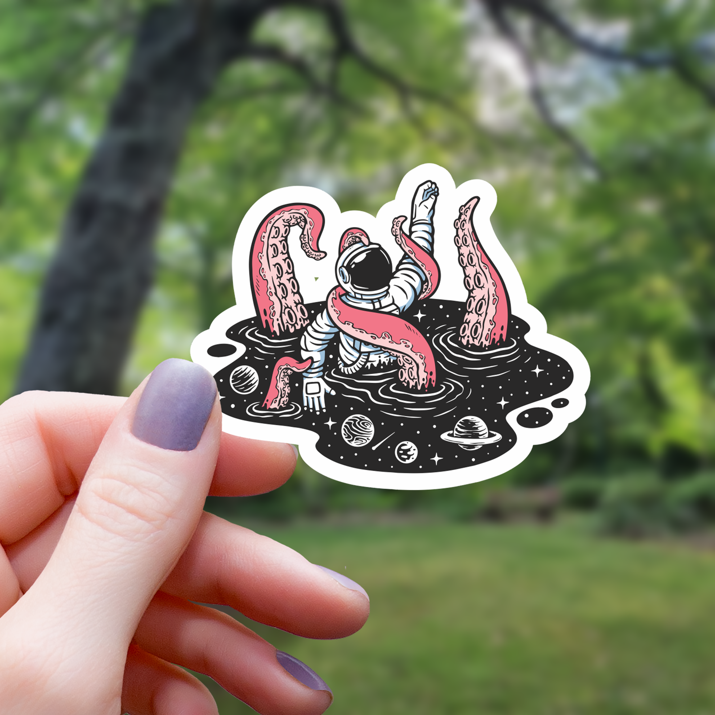 Space Kraken Eating Astronaut Sticker - 3"