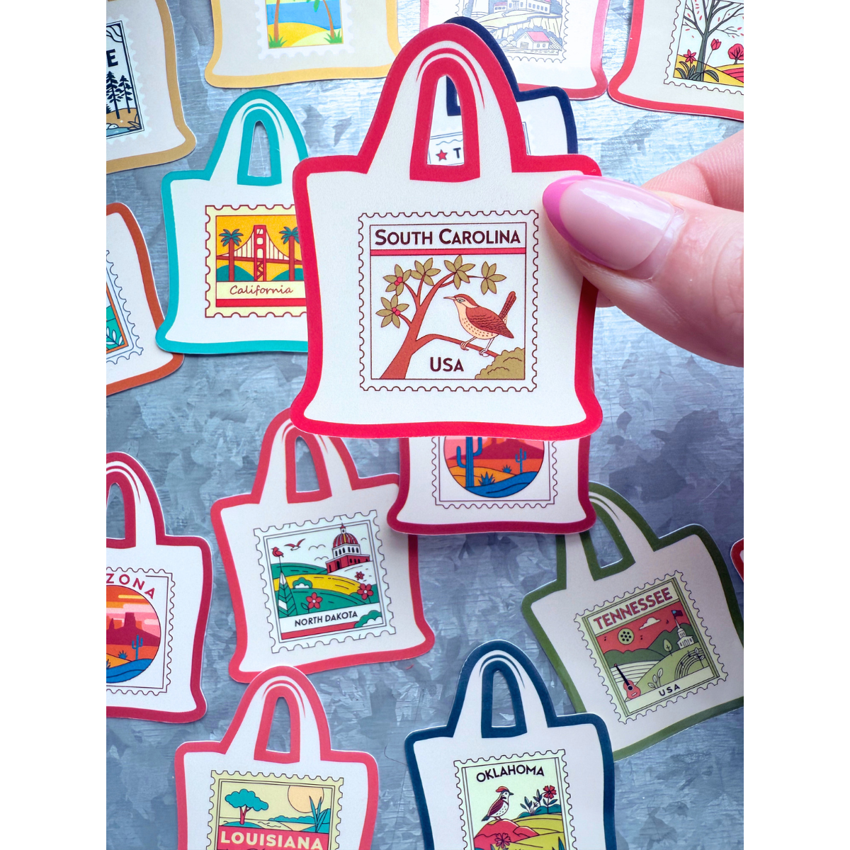 States stamp tote bag waterproof sticker|state sticker|stamp