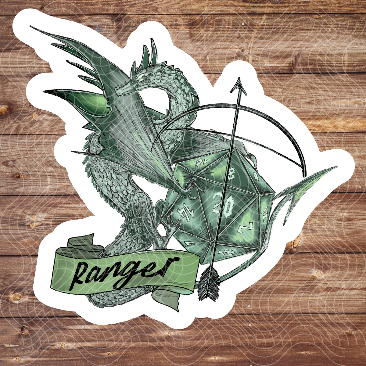3" Ranger RPG Dice D&D D20 Gaming Dragon Vinyl Sticker