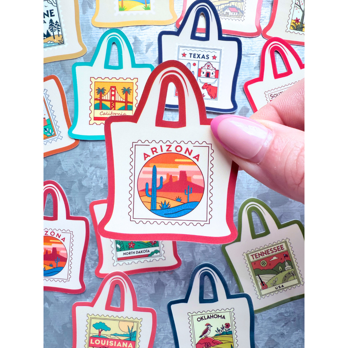 States stamp tote bag waterproof sticker|state sticker|stamp