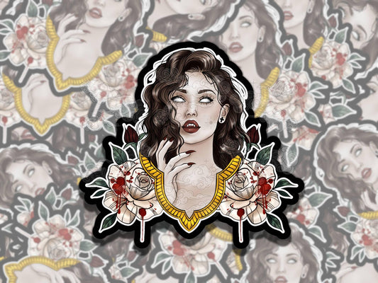 Vampire Bride Vinyl Sticker - Whimsigoth Girly Design