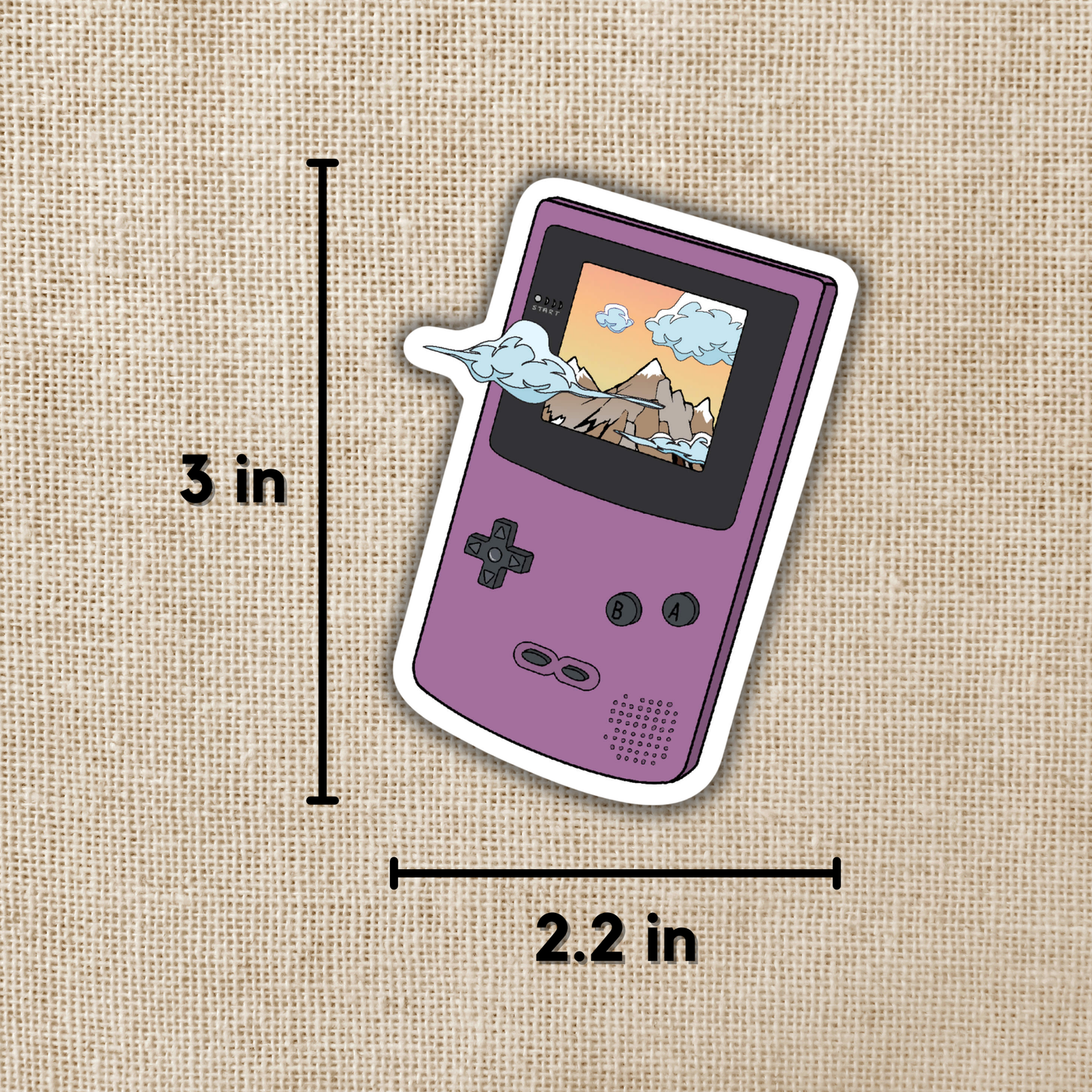 Gameboy With Mountainscape Screen, 3-inch sticker