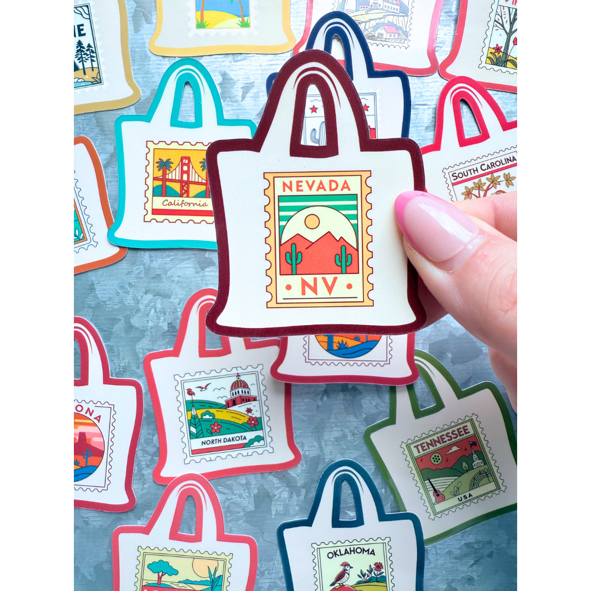 States stamp tote bag waterproof sticker|state sticker|stamp