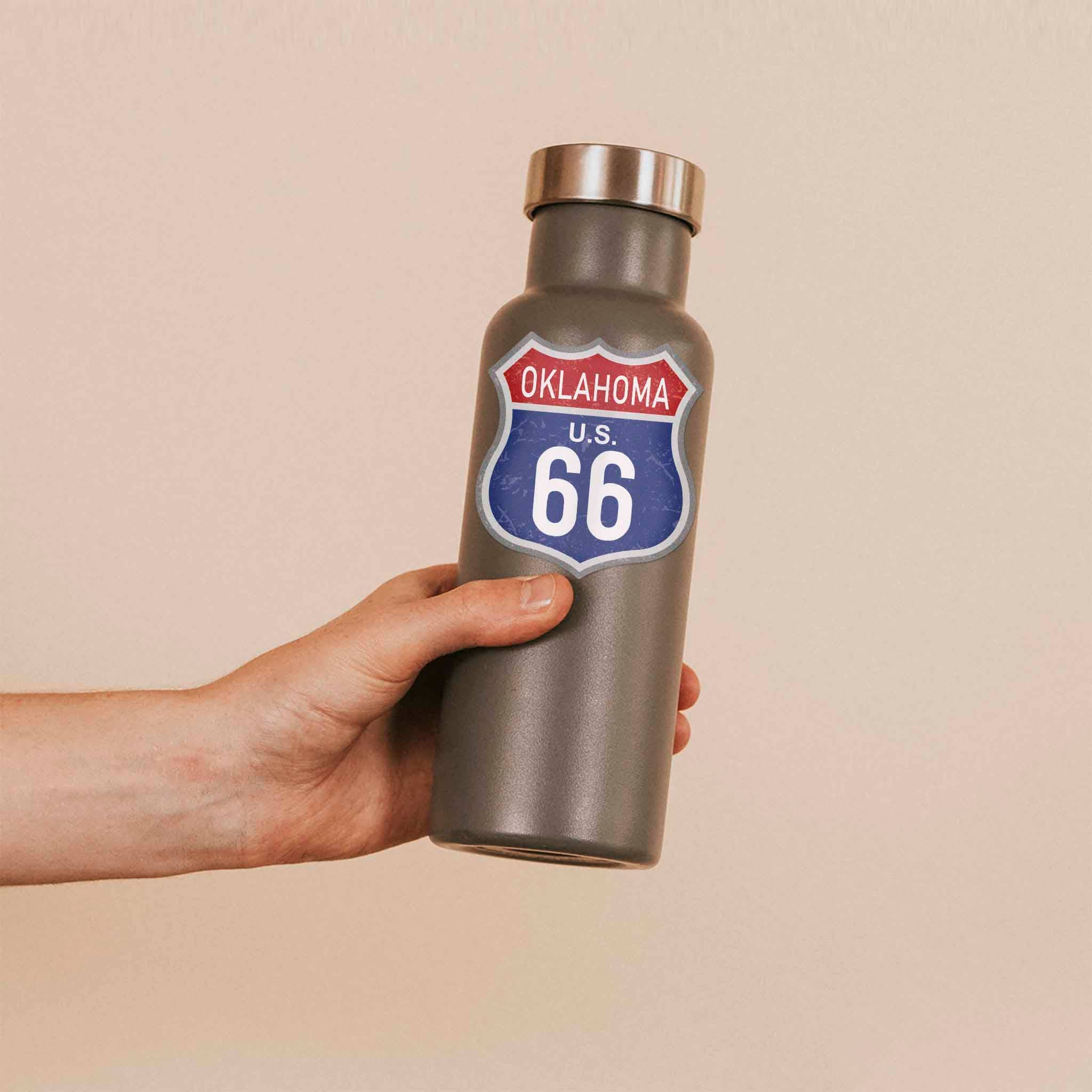 Oklahoma Blue Route 66 Sticker - Vintage Highway OK Decal