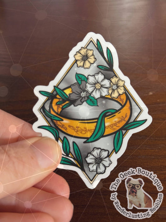 3” Lord of the Rings Floral Ring Bookish LOTR Movie Sticker