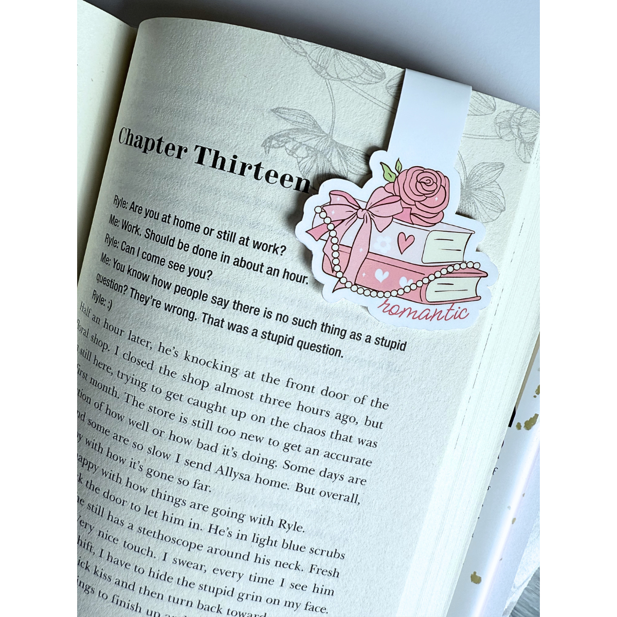 Romantic stack of books magnetic bookmark