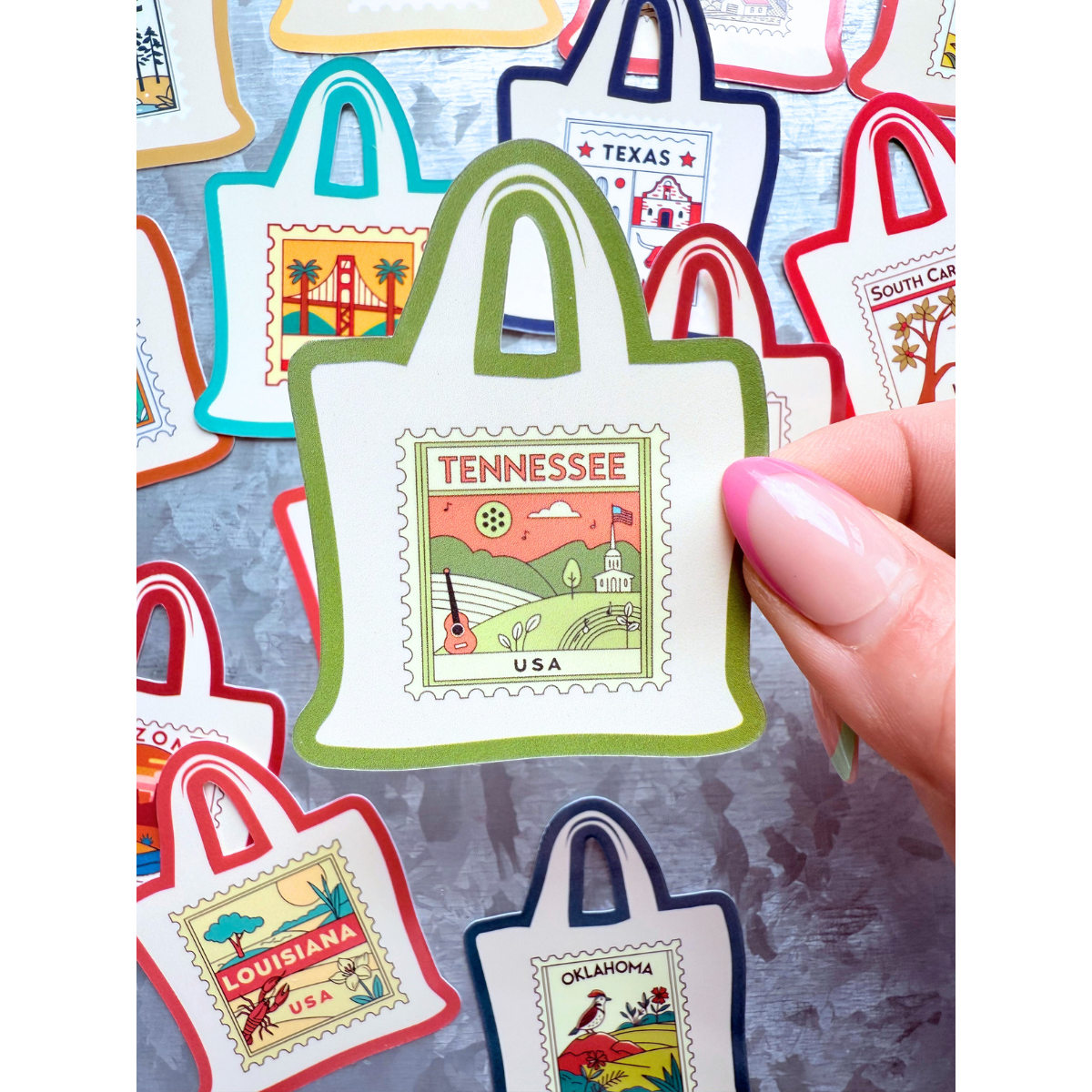 States stamp tote bag waterproof sticker|state sticker|stamp