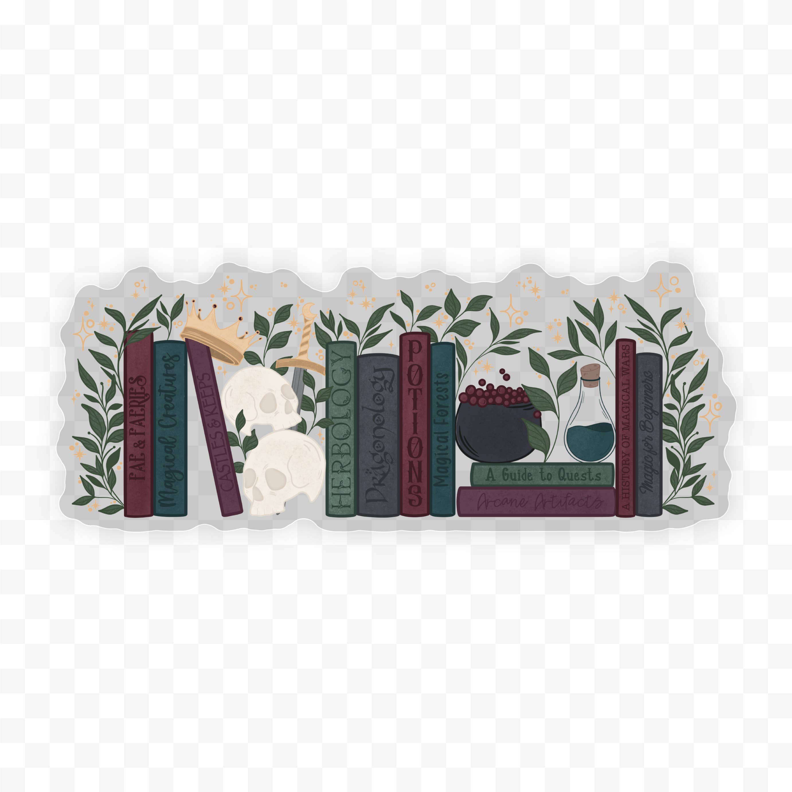 Dark Fantasy Bookshelf Waterproof Sticker