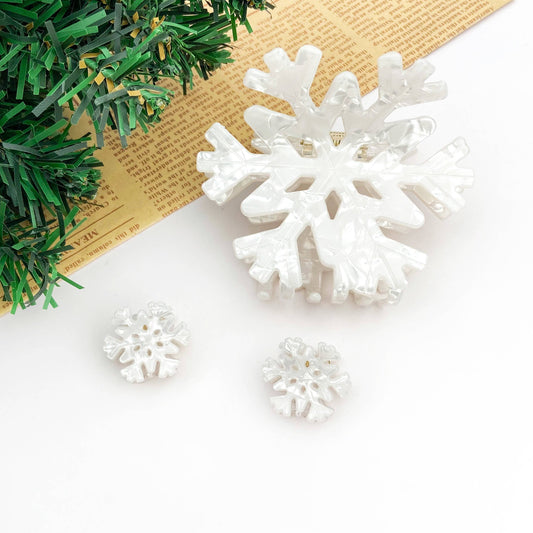 White Winter Snowflake Hair Claw Clip, Christmas Hair Clip