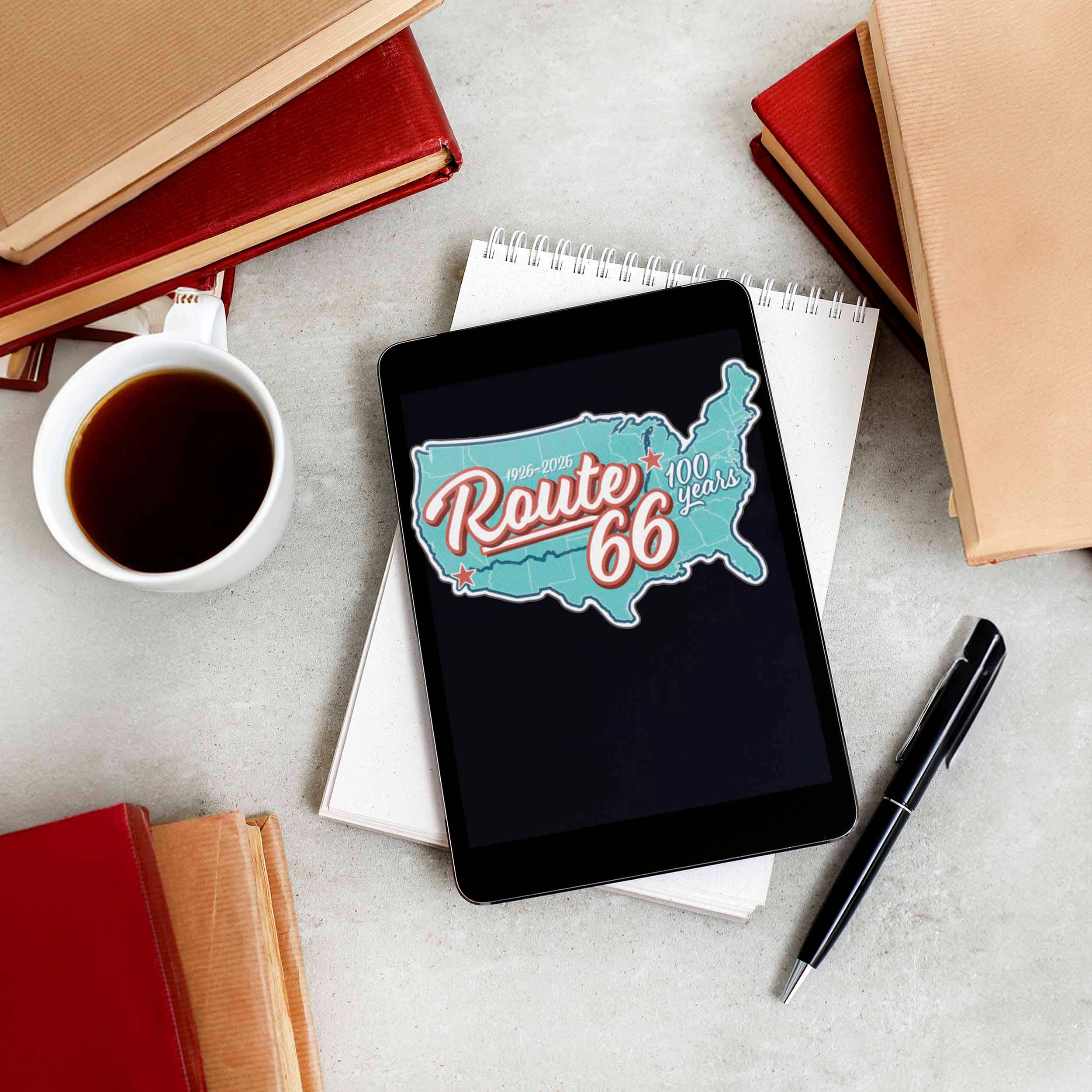 Route 66 Retro Road Map Sticker - 100th Anniversary Decal