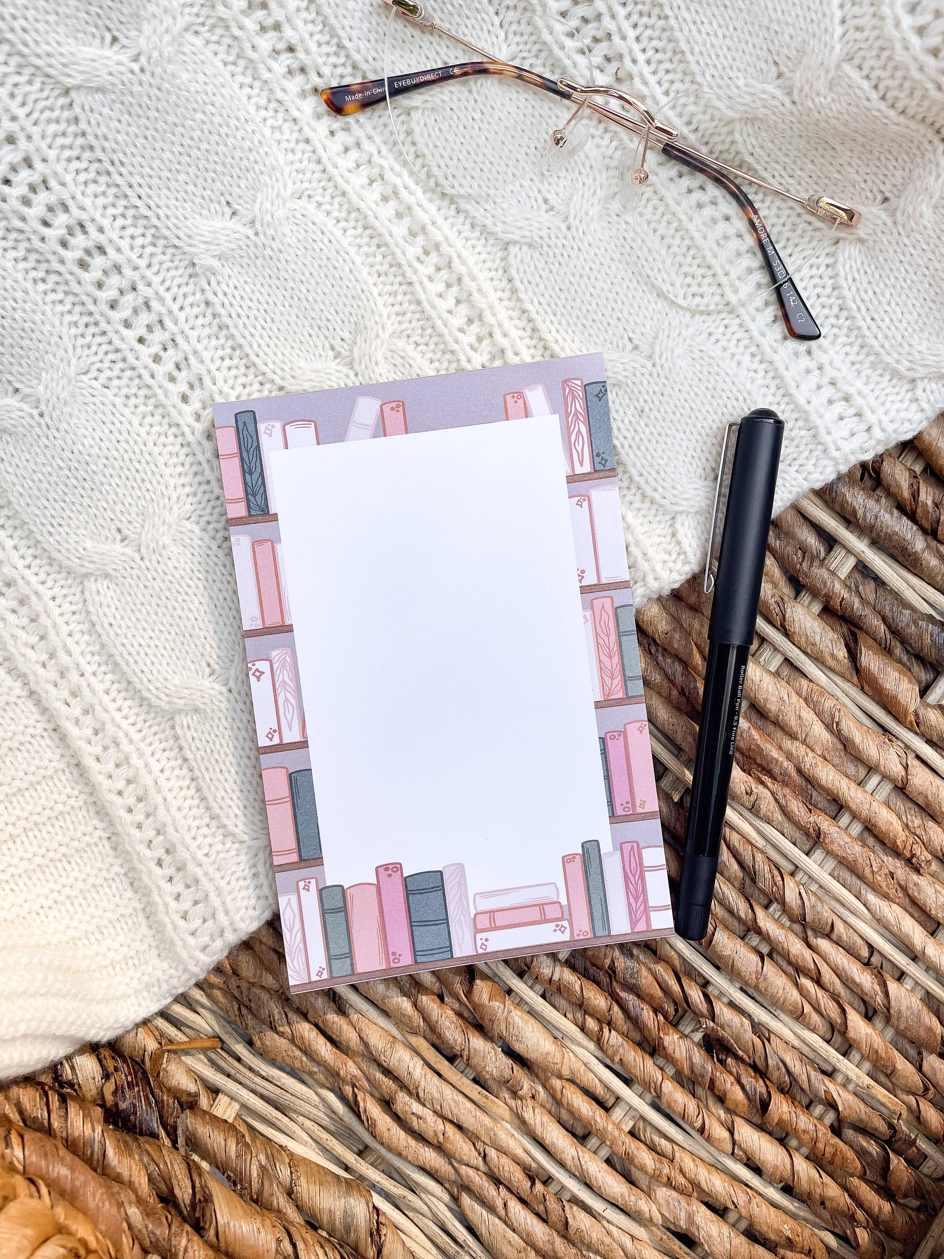 4x6 Cozy Spring Bookshelf Notepad | Bookish Reader Notepad