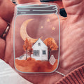 Clear Spooky Vibes Sticker, Ghost Fall Landscape Decal