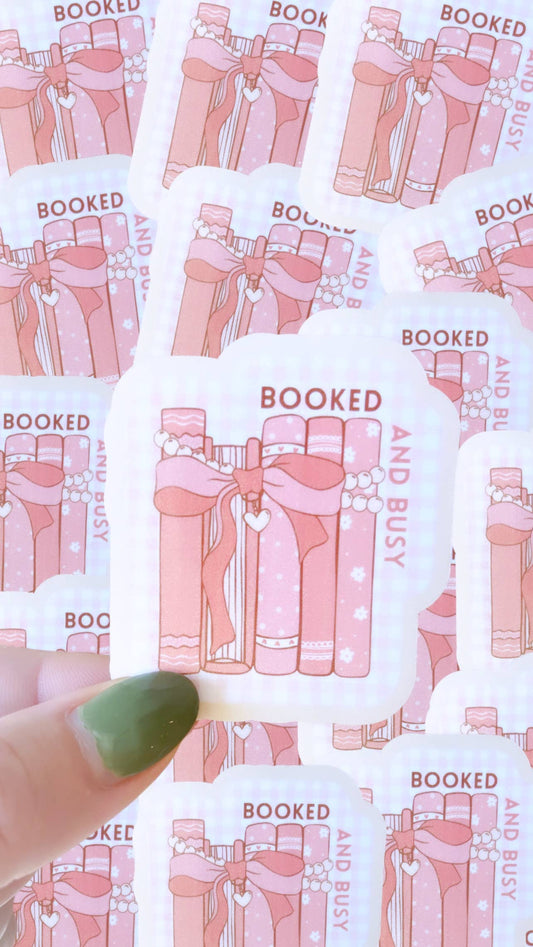 Booked and busy waterproof sticker|coquette sticker|books