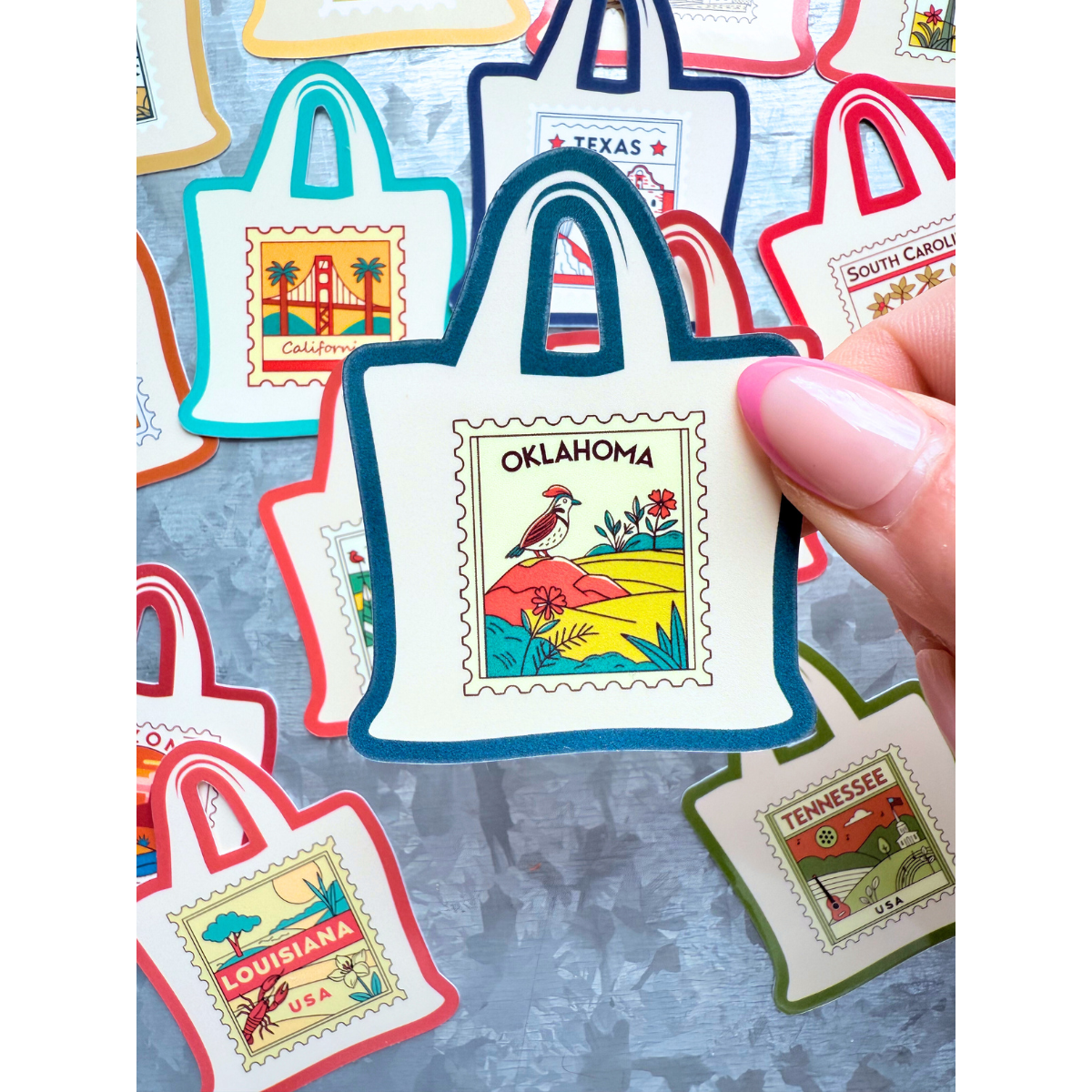 States stamp tote bag waterproof sticker|state sticker|stamp