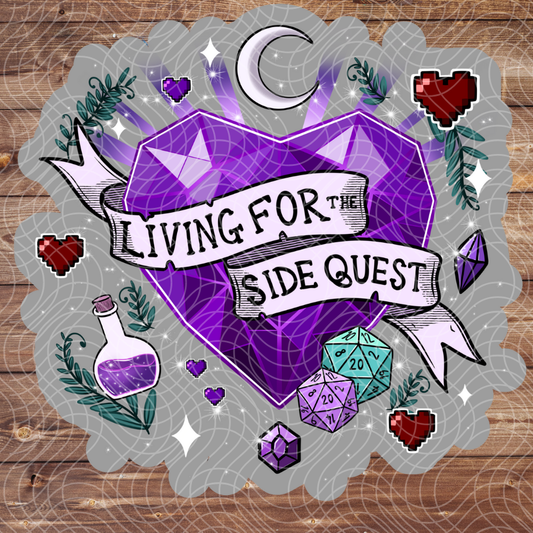 3" Living For The Side Quest D&D ADHD Dice Vinyl Sticker