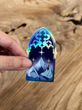 Holographic Gothic Arch Mountain Sticker Bookish Romantasy