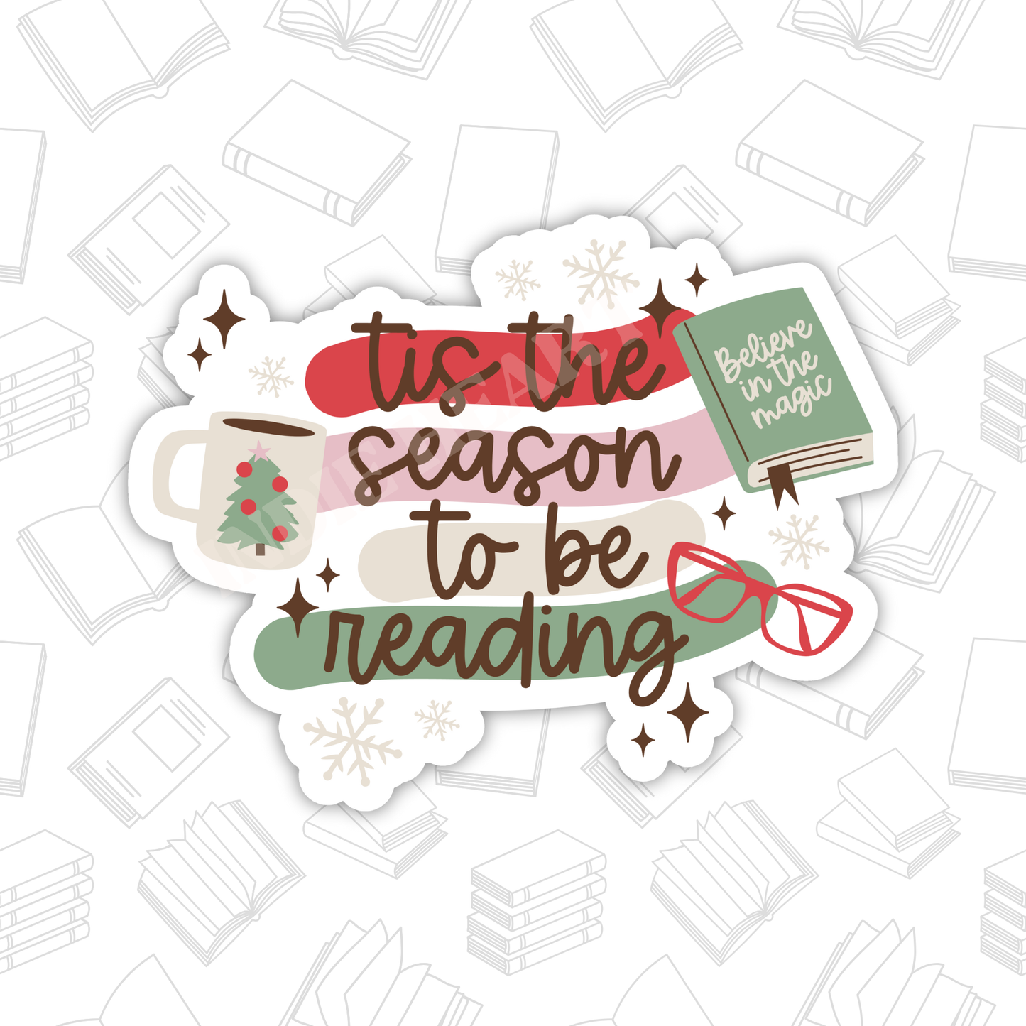 Tis The Season To Be Reading Sticker
