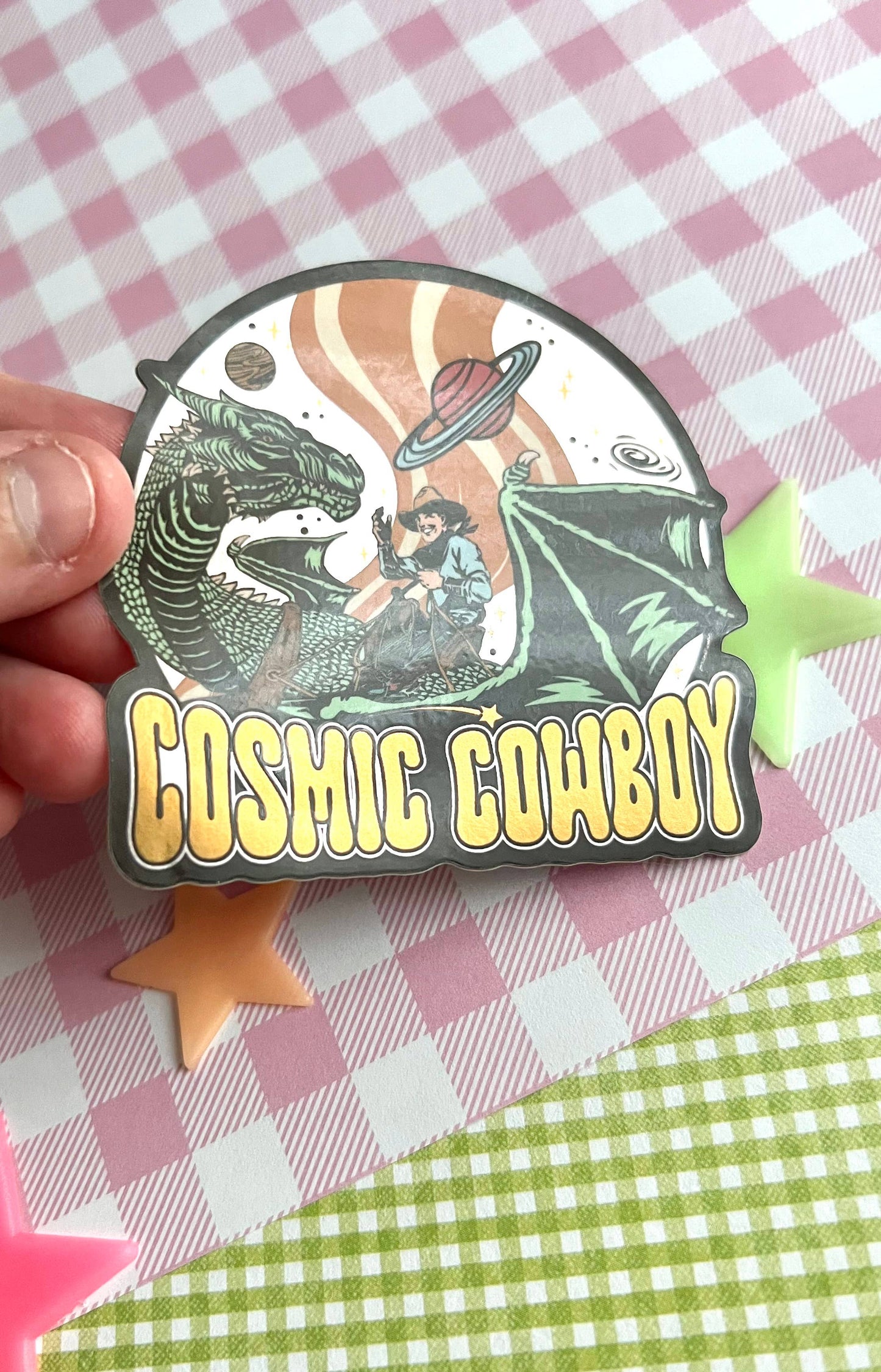Cosmic Cowboy Space Western Retro Sticker